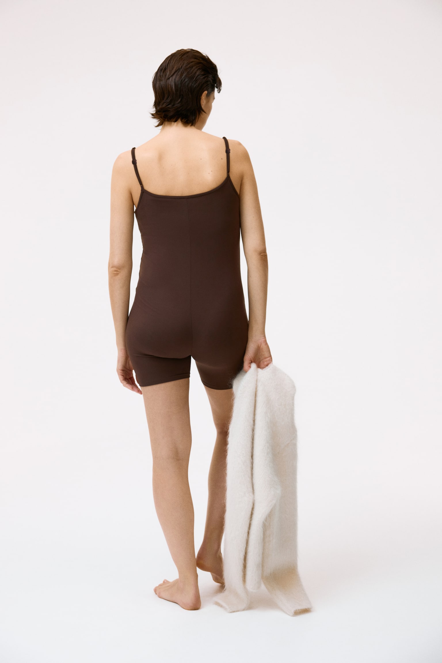 MAMA Integral-bra playsuit - חום כהה - 4