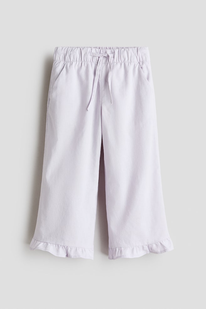 Linen-blend drawstring trousers - Light purple/Natural beige/Dark grey - 1