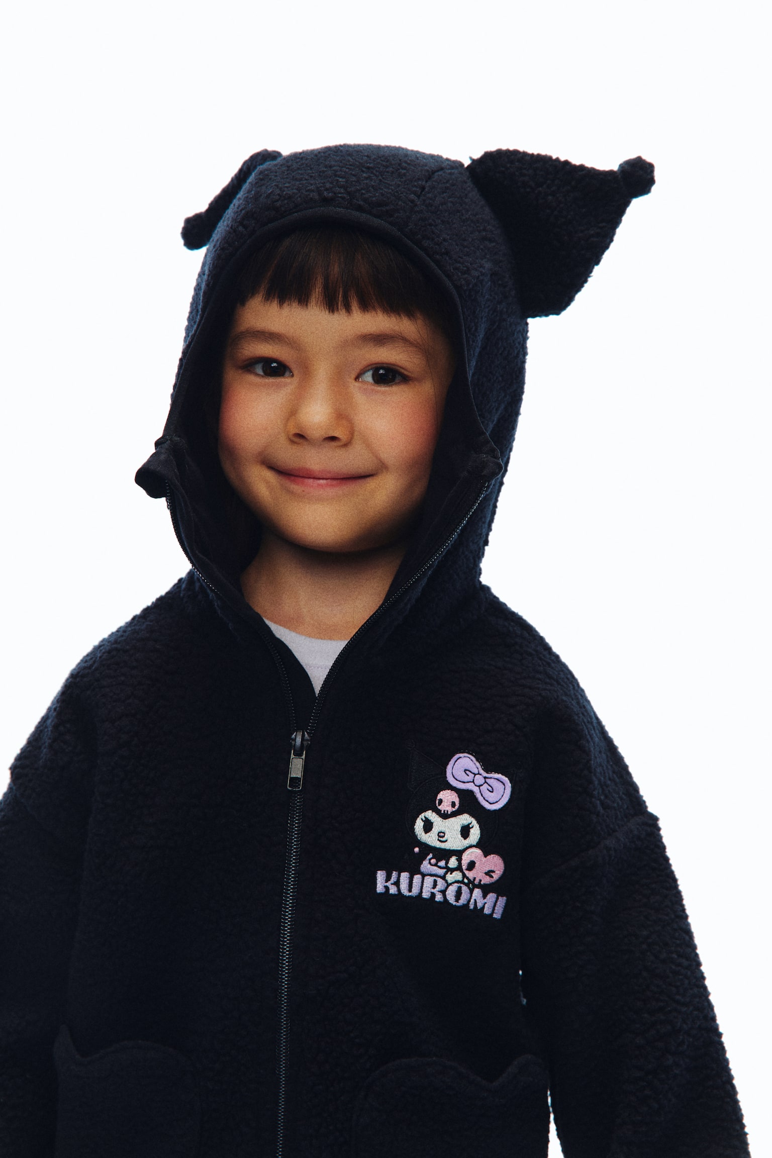 刺繍ディテール フルジップフーデッドジャケット - ブラック／クロミ/ライトブルー／シナモロール - 4