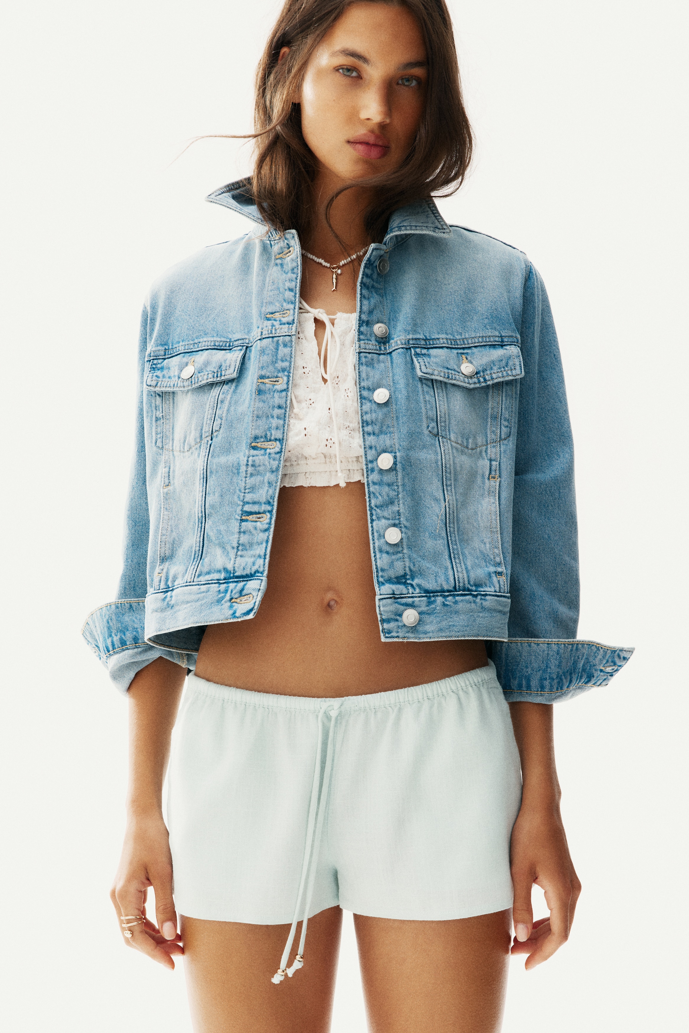 Linen-blend drawstring shorts