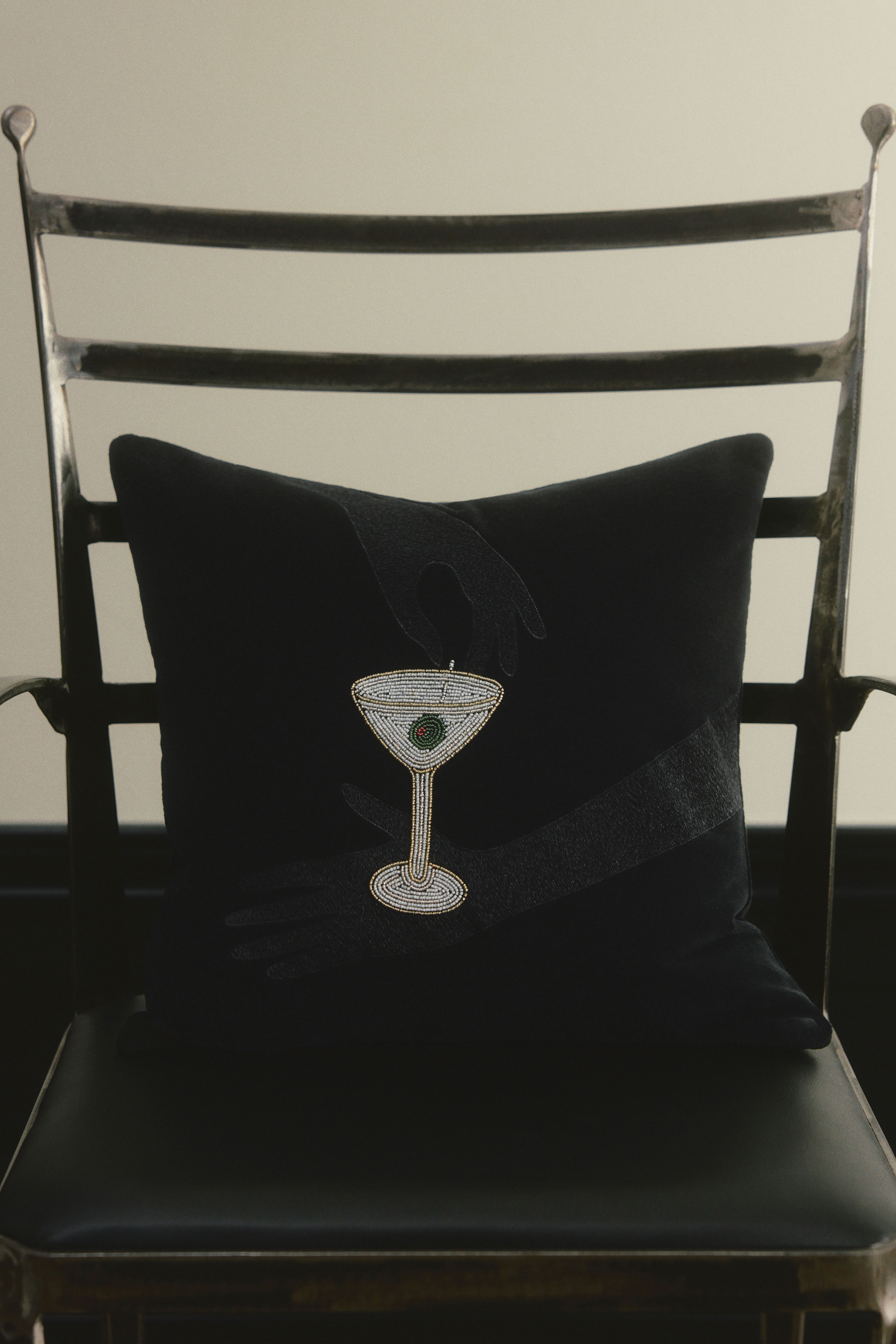 Velvet Cushion Cover with Motif