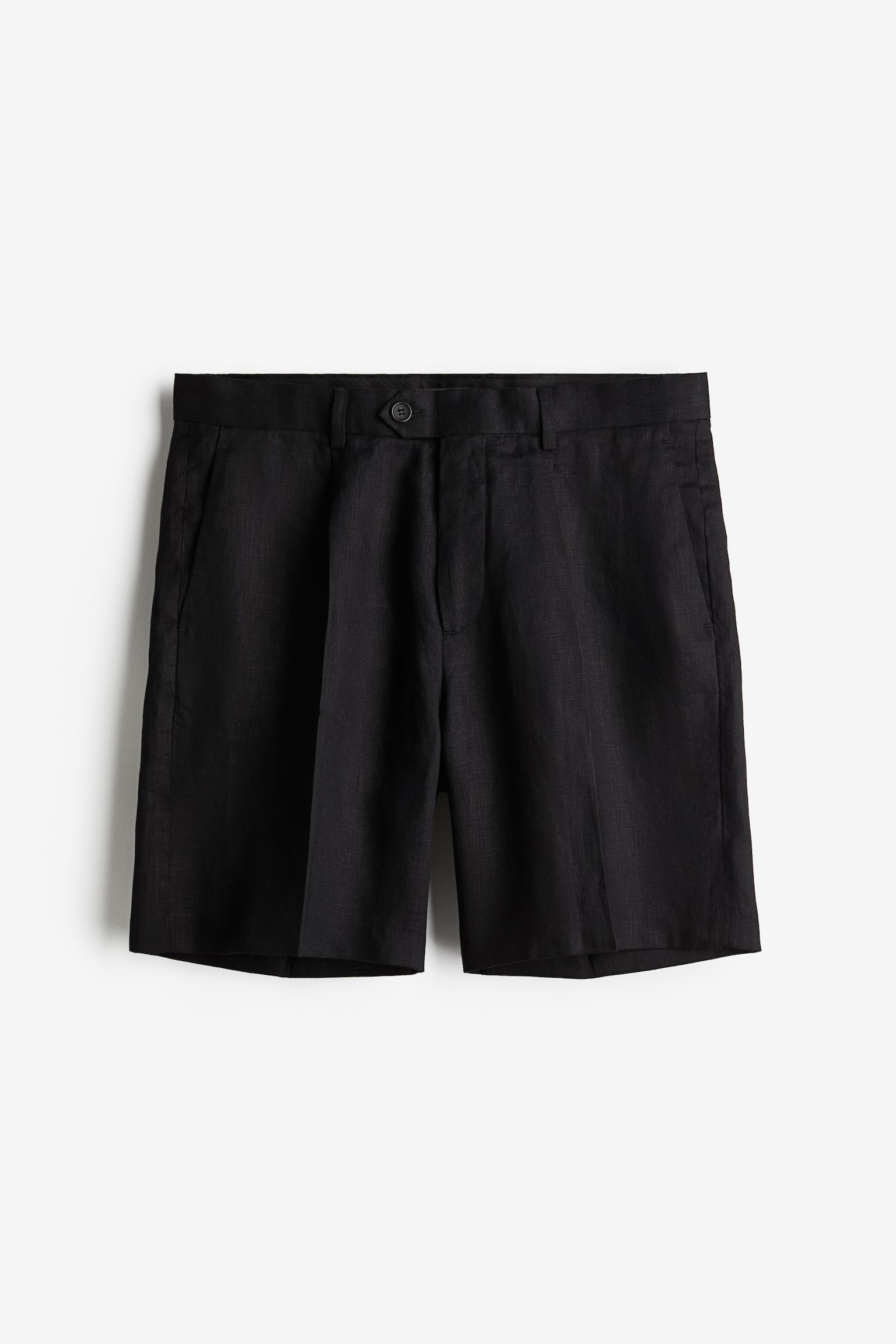 Relaxed Fit Tailored linen shorts - Black/Dark greige - 2