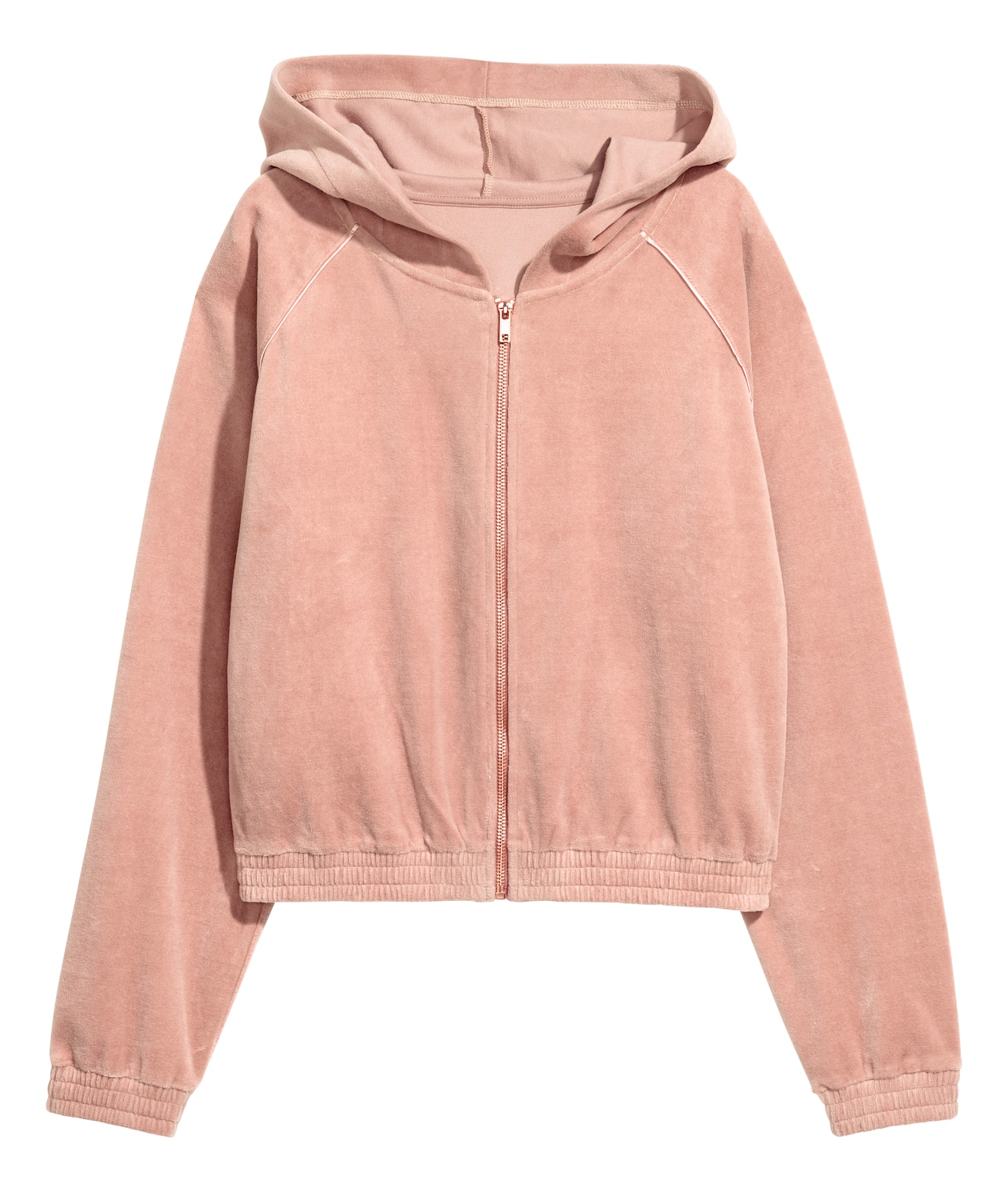 Velour hooded jacket - Powder pink - Ladies | H&M GB