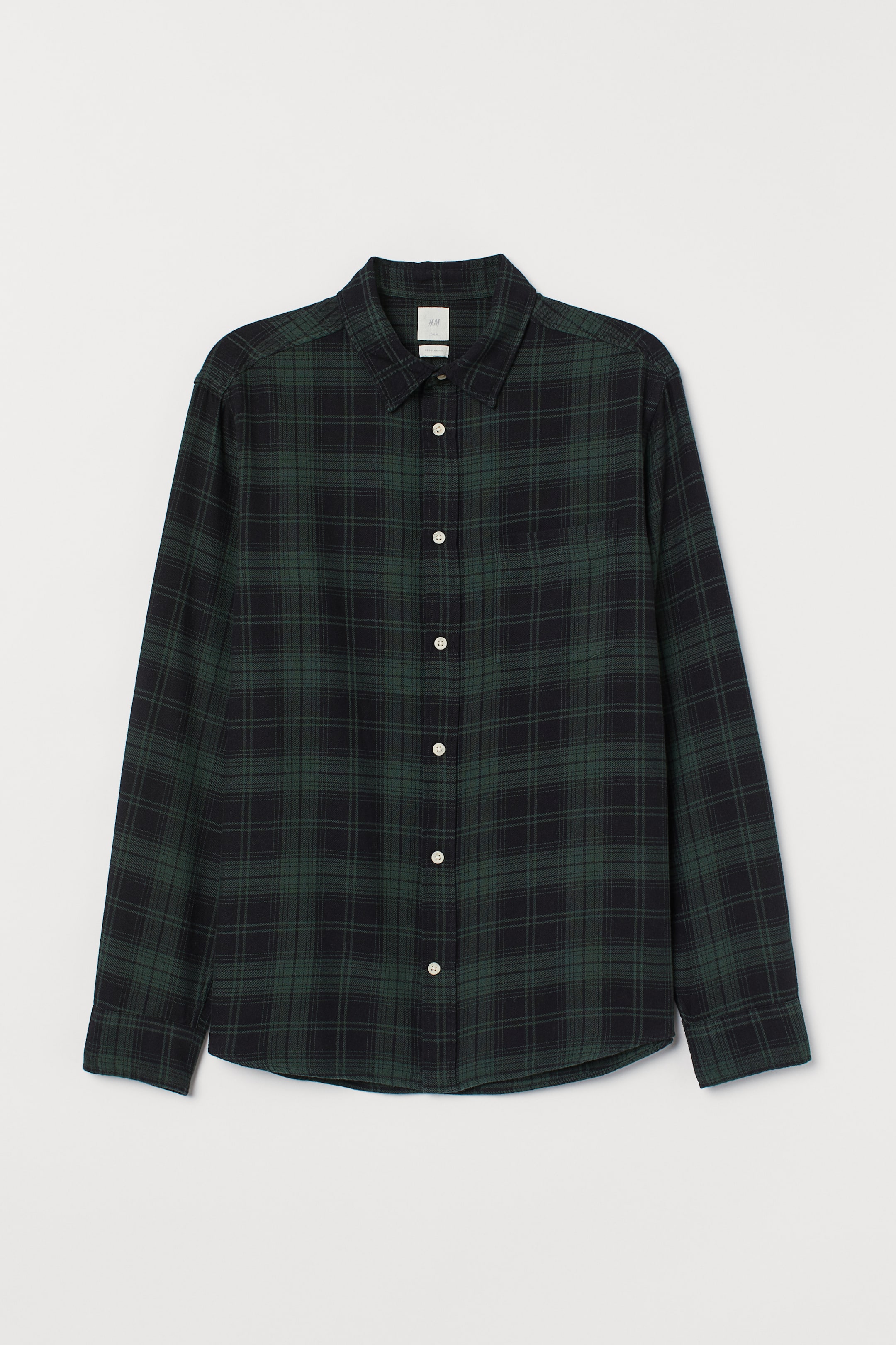 View larger image: Flannel shirt Regular Fit - Dark green/Black - Men | H&M 1