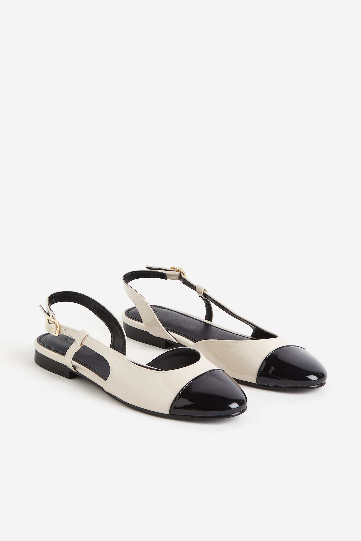 Slingback Ballet Flats - Light beige/Black/Black - 4