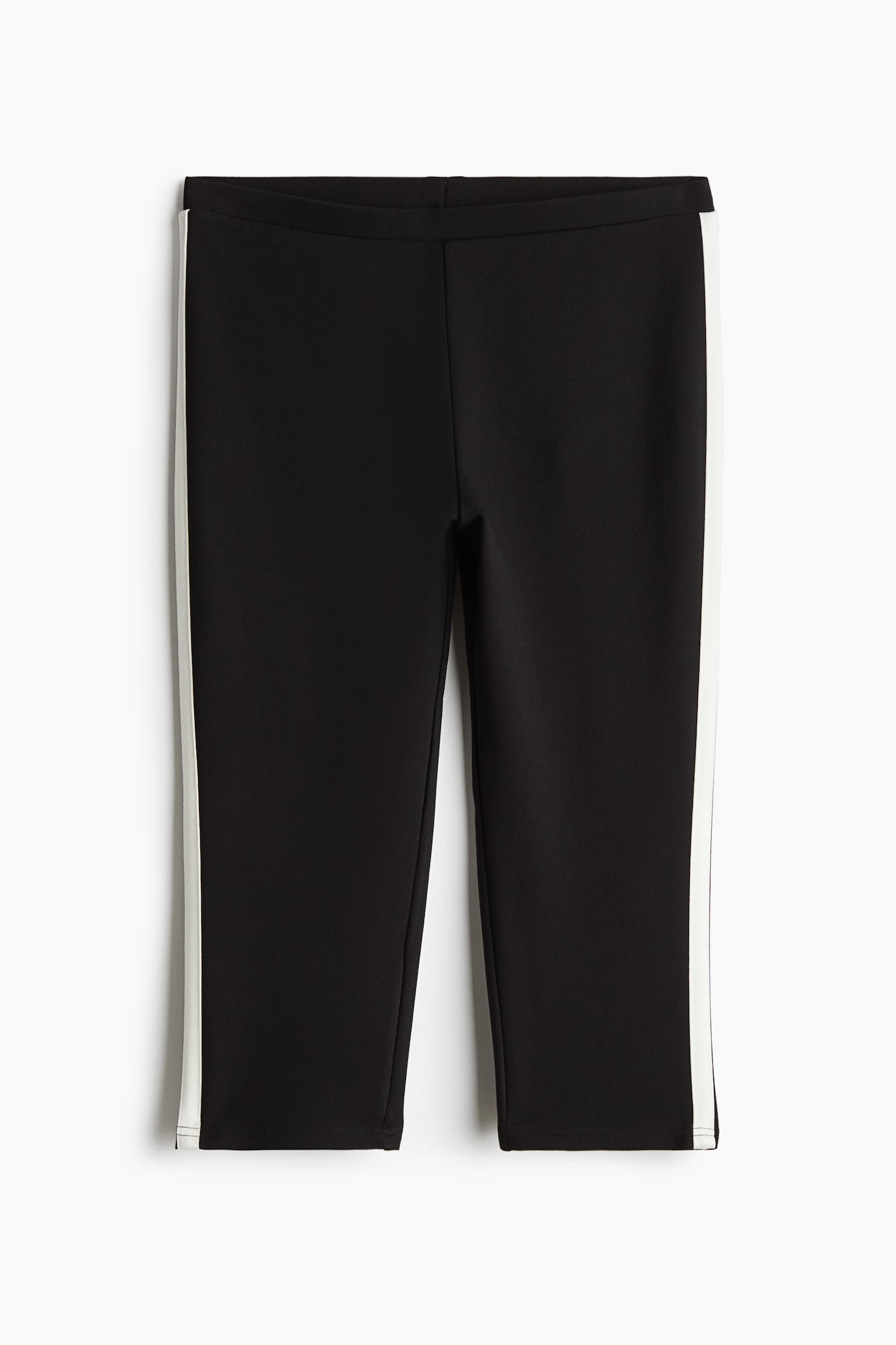 Side Stripe Capri Leggings - Black/Cream - 2