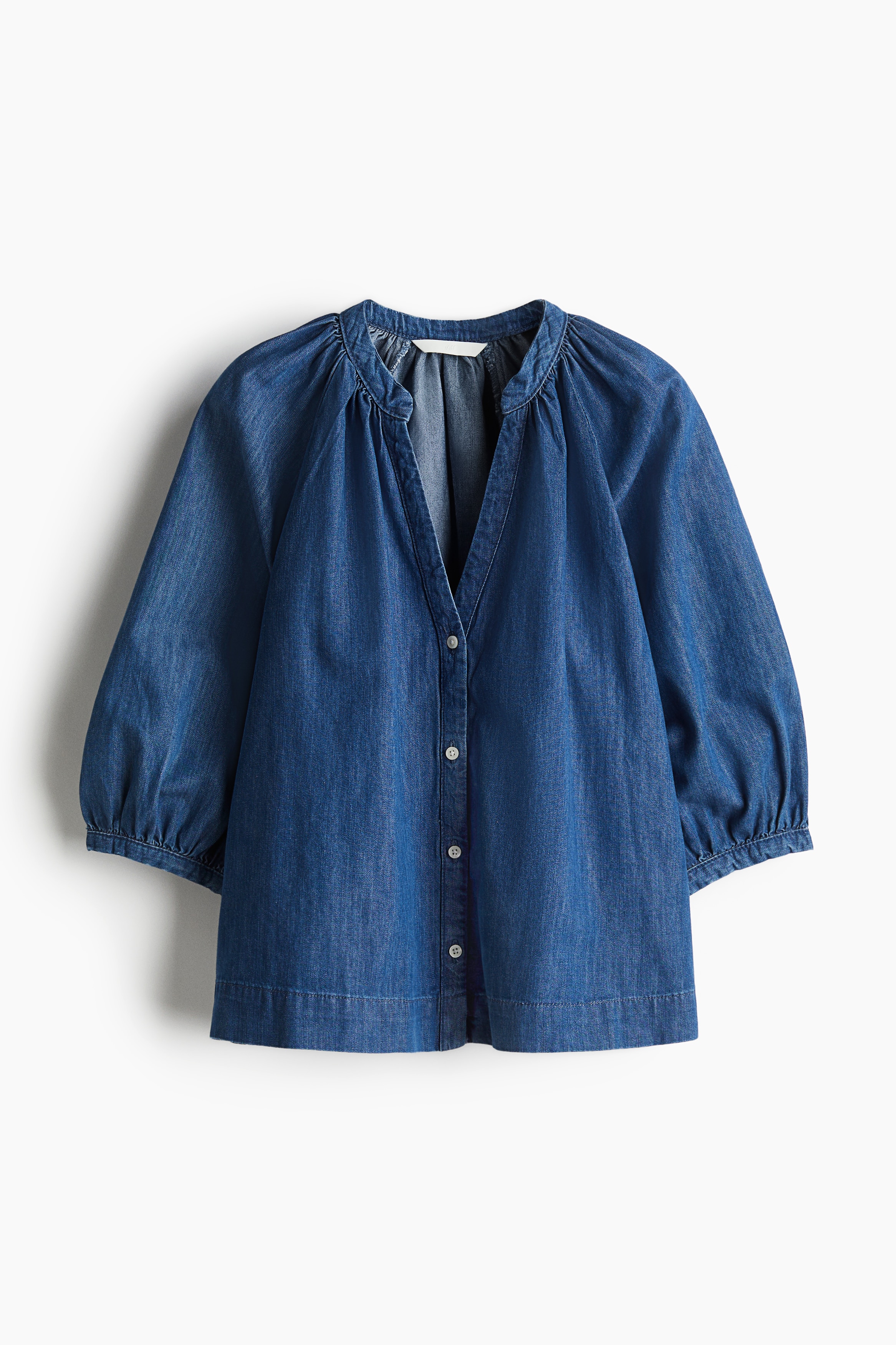 ブルージャム Women's Denim blue Balloon-Sleeved Denim Blouse | H&M US