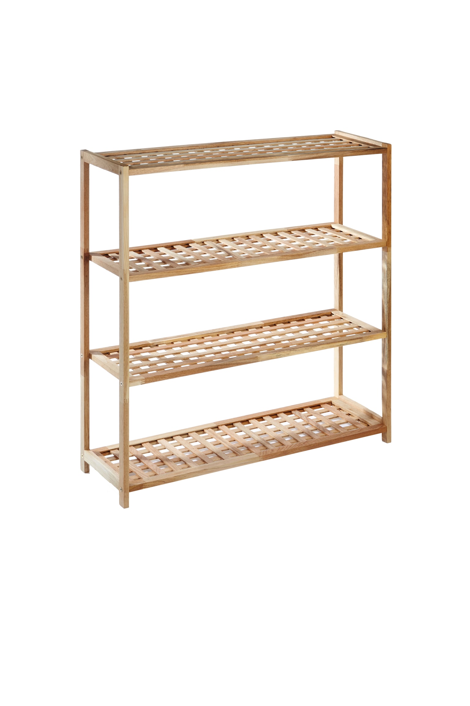 Natural Walnut 4 Tier Shoe Rack - Natural - 1