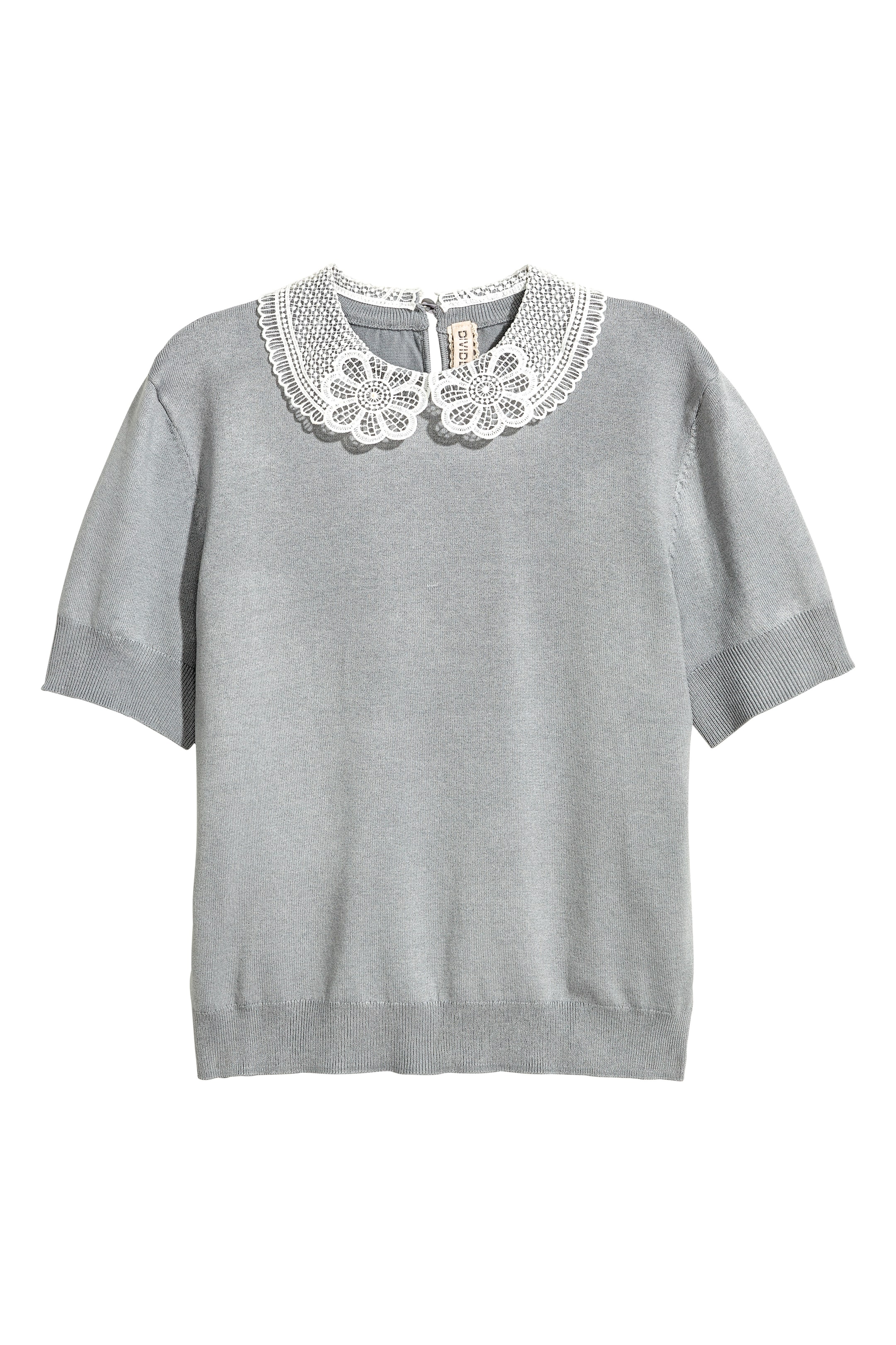 View larger image: Fine-knit top with a collar - Grey - Ladies | H&M GB 1