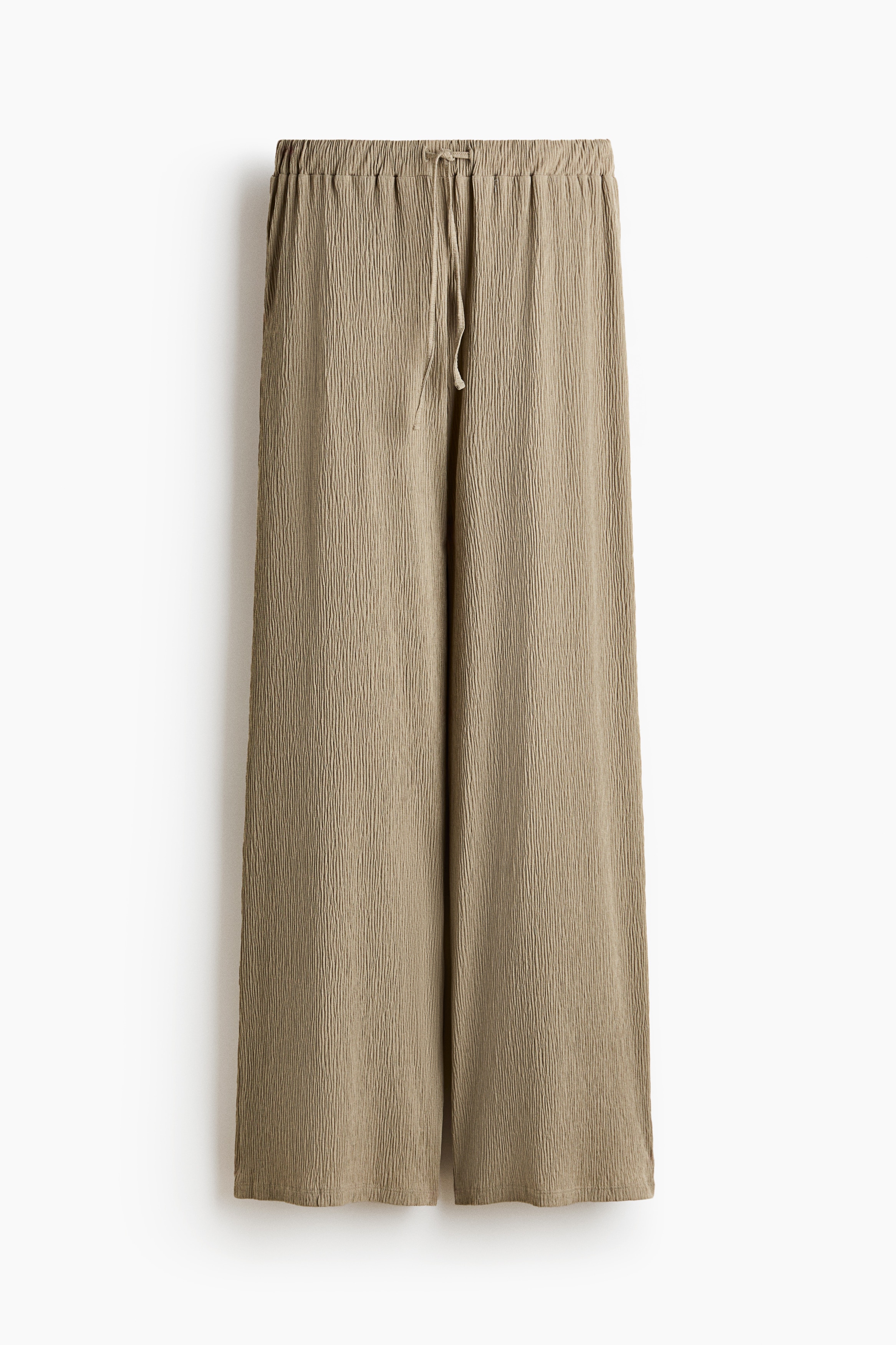 Crinkled Drawstring Pants - Light taupe/Dusty pink/Dark brown