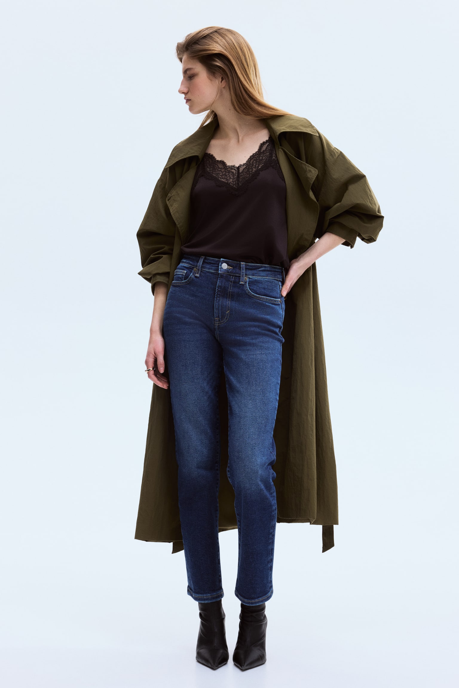 Skinny High Waist Ankle Jeans - Dark denim blue/Denim blue - 5