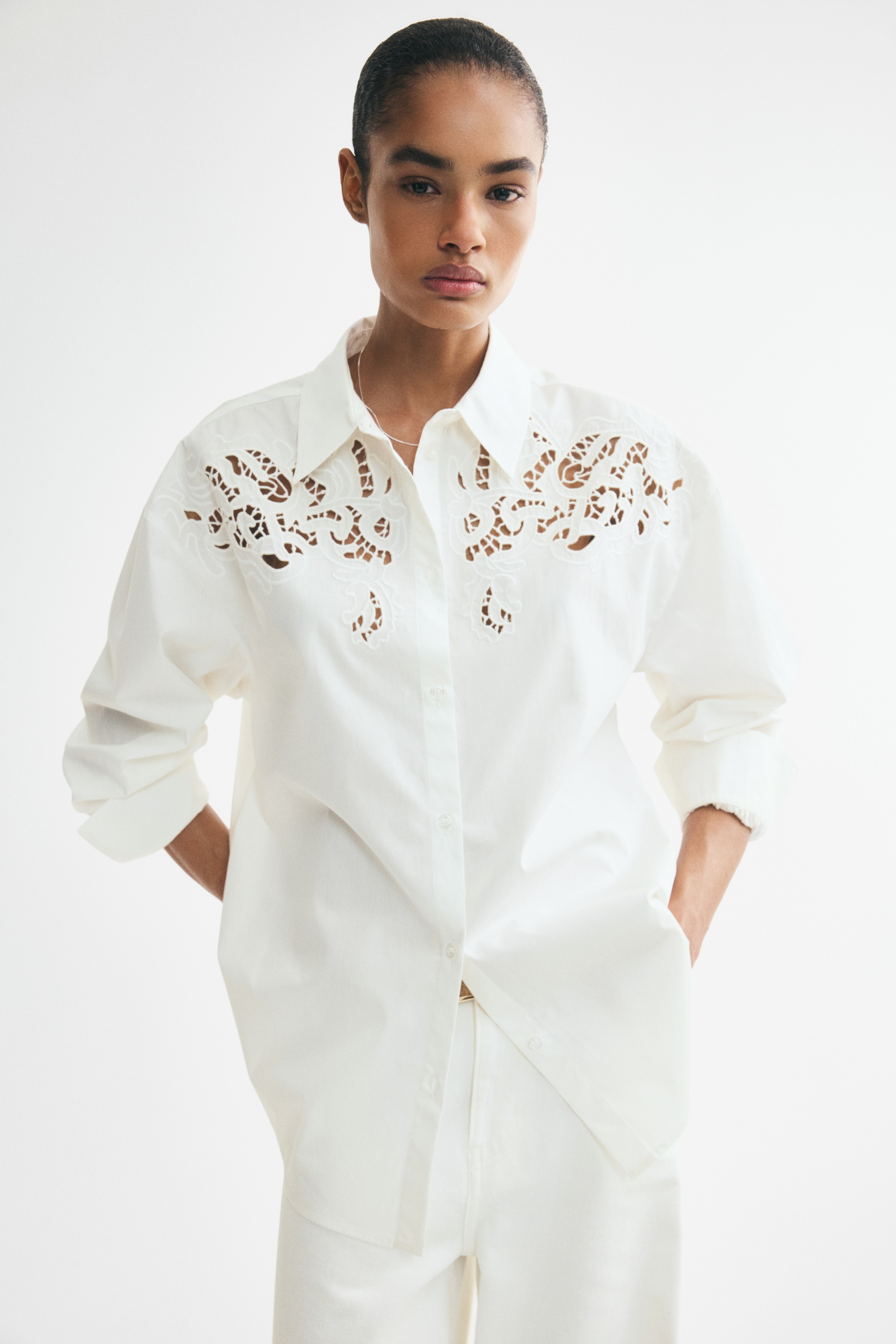 h&m white dress shirt womens H&M White Long-Sleeve Button-up Blouse found on Polyvore featuring polyvore, women's fashion, clothing, tops, blouses, shirts, h&m, blusas, long-sleeve shirt and button-down blouses