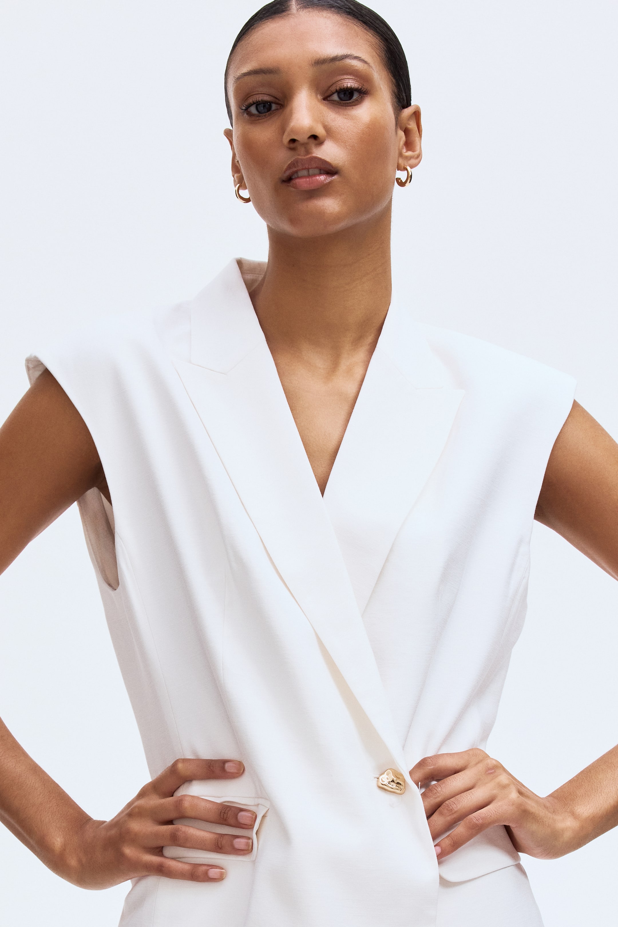 View larger image: Double-breasted blazer dress - White - Ladies | H&M HK 2