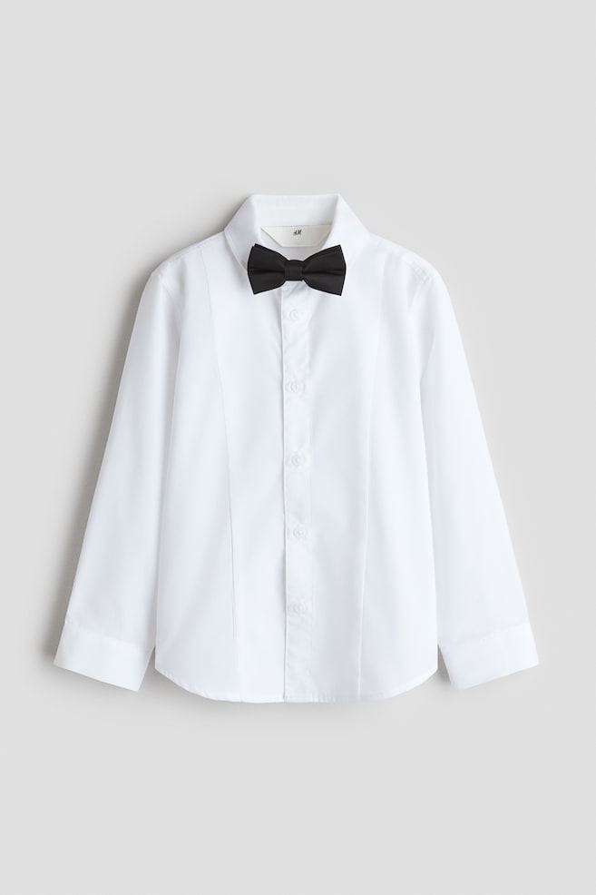 2-piece tuxedo shirt and bow tie set - White - 1