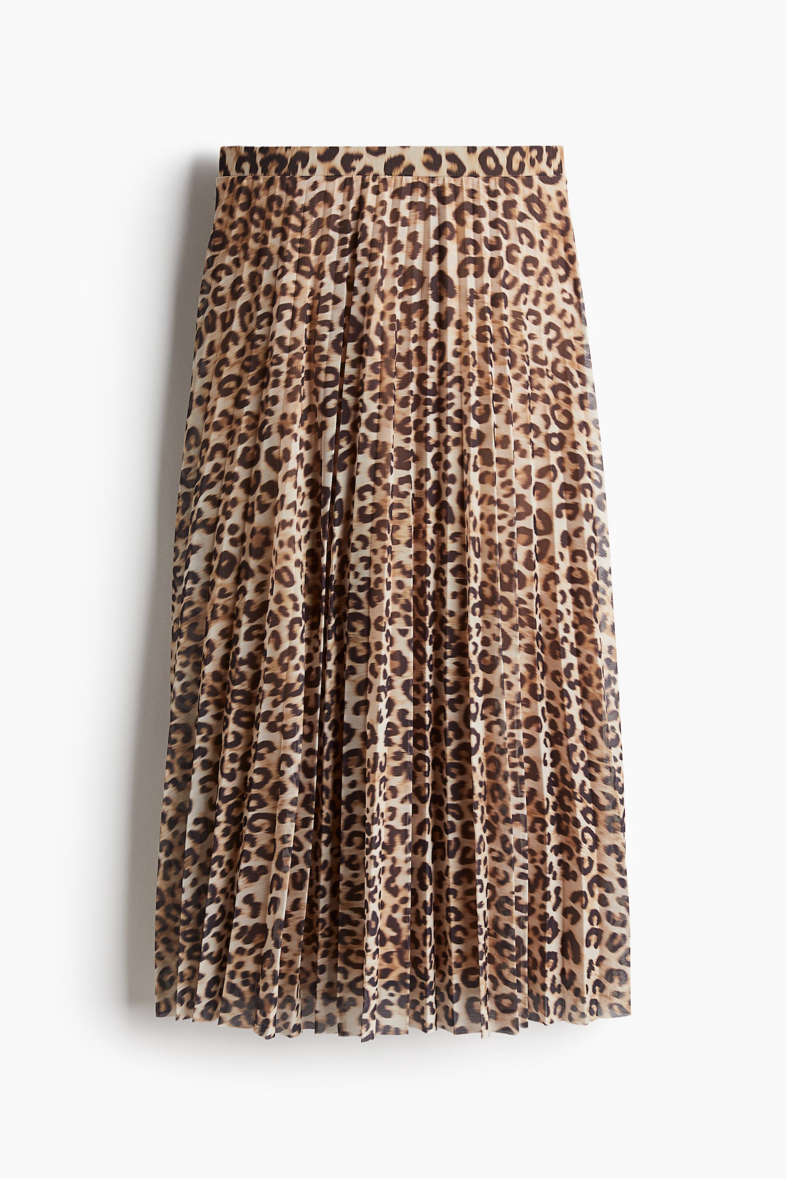 Pleated mesh skirt - Beige/Leopard print - 2