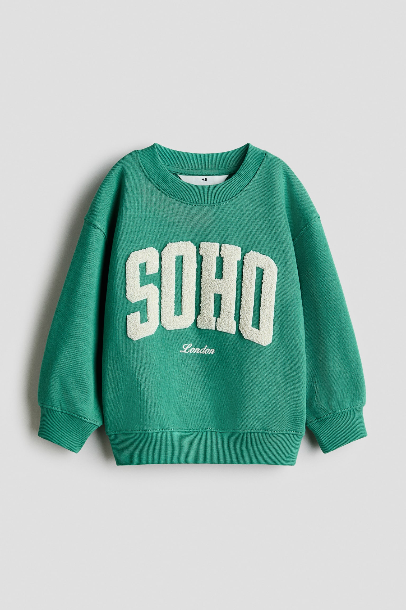 Детская толстовка H&M Printed crew-neck, цвет: Зелёный — фото 1