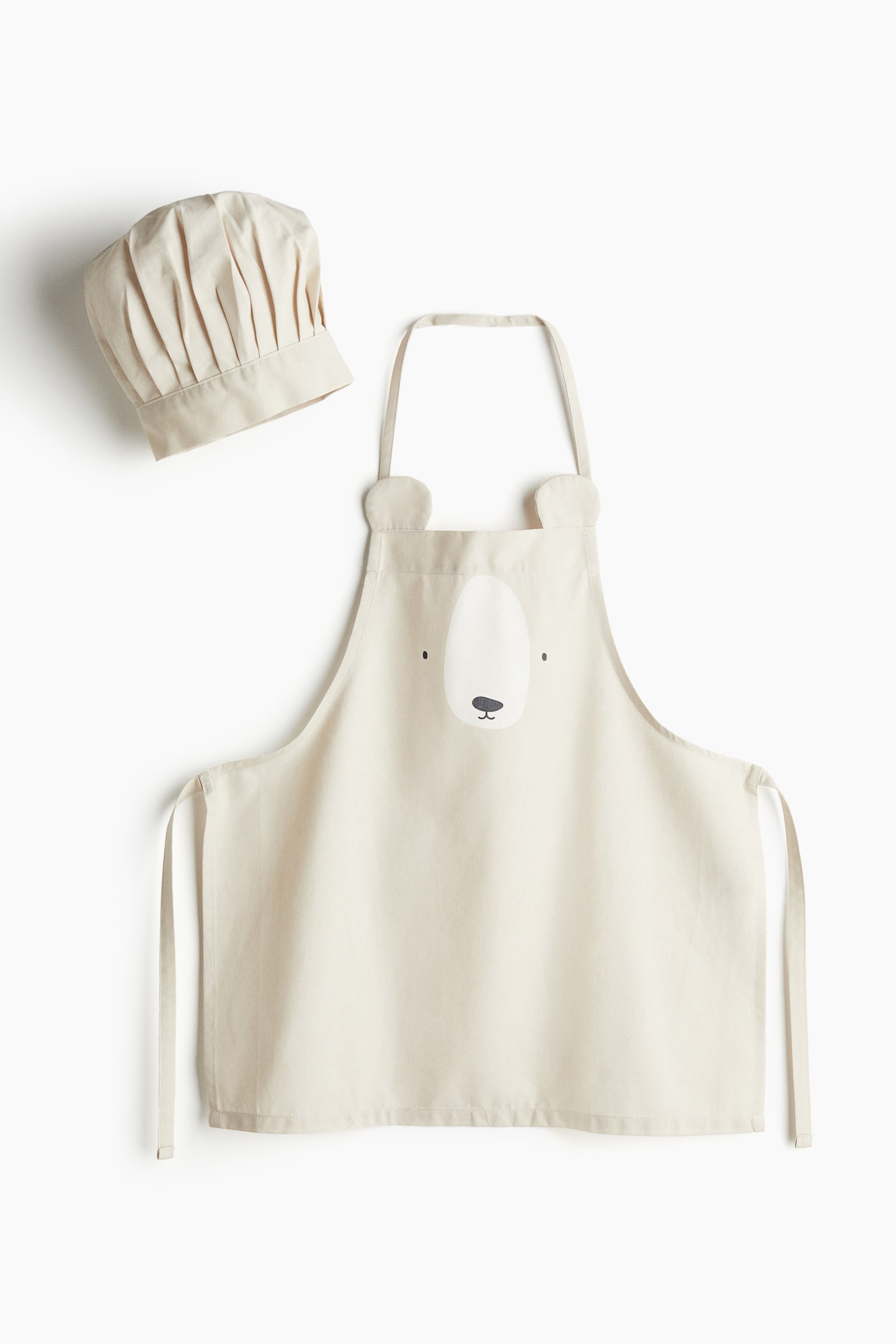 Children’s apron and chef’s hat - Light beige/Bear - 1