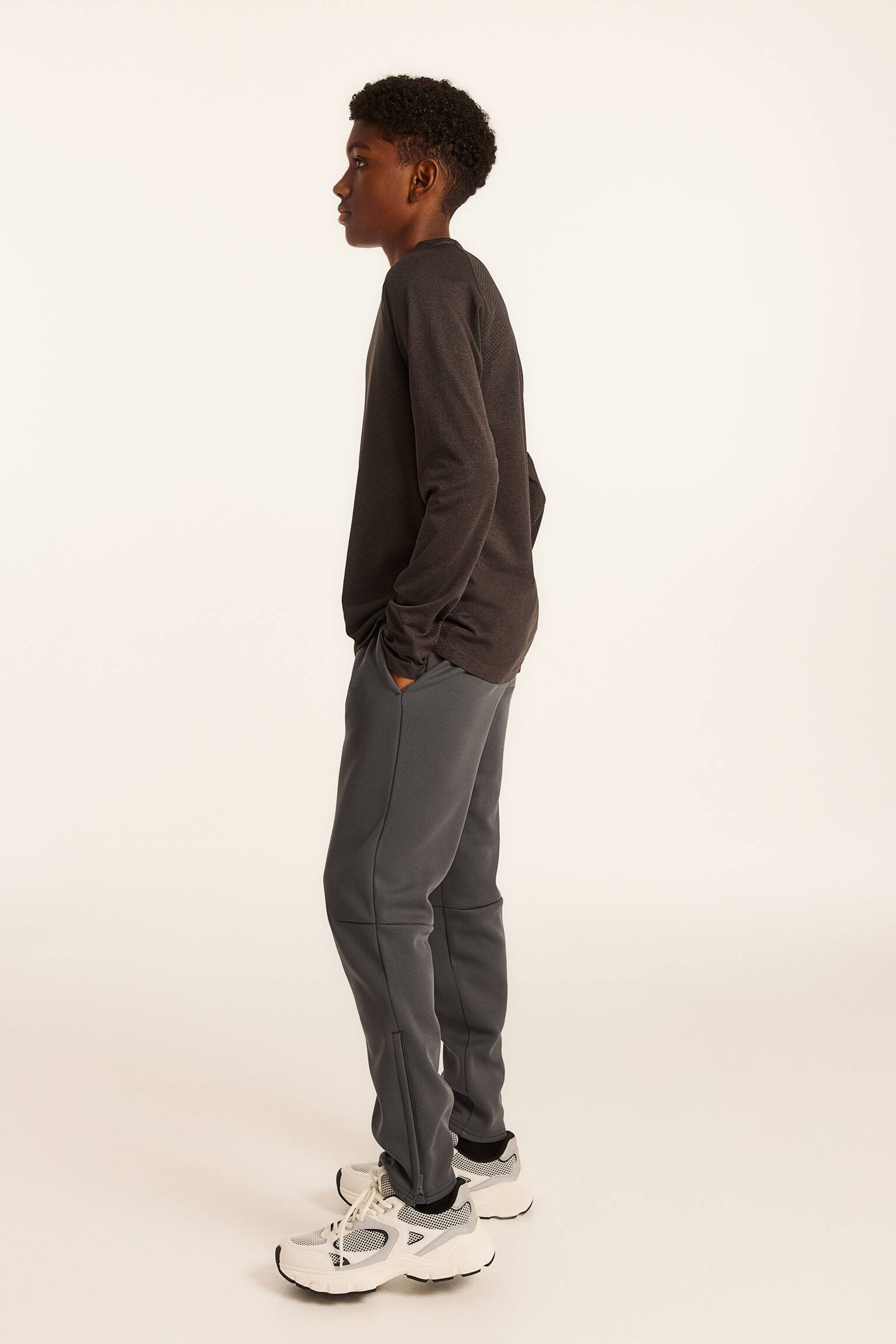 Warm Zip Hem Activewear Joggers - Dark grey - 5