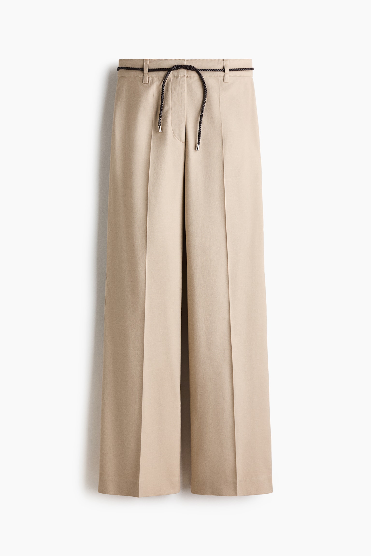 Zvonaste pantalone od mešavine lana - Bež/Khaki green