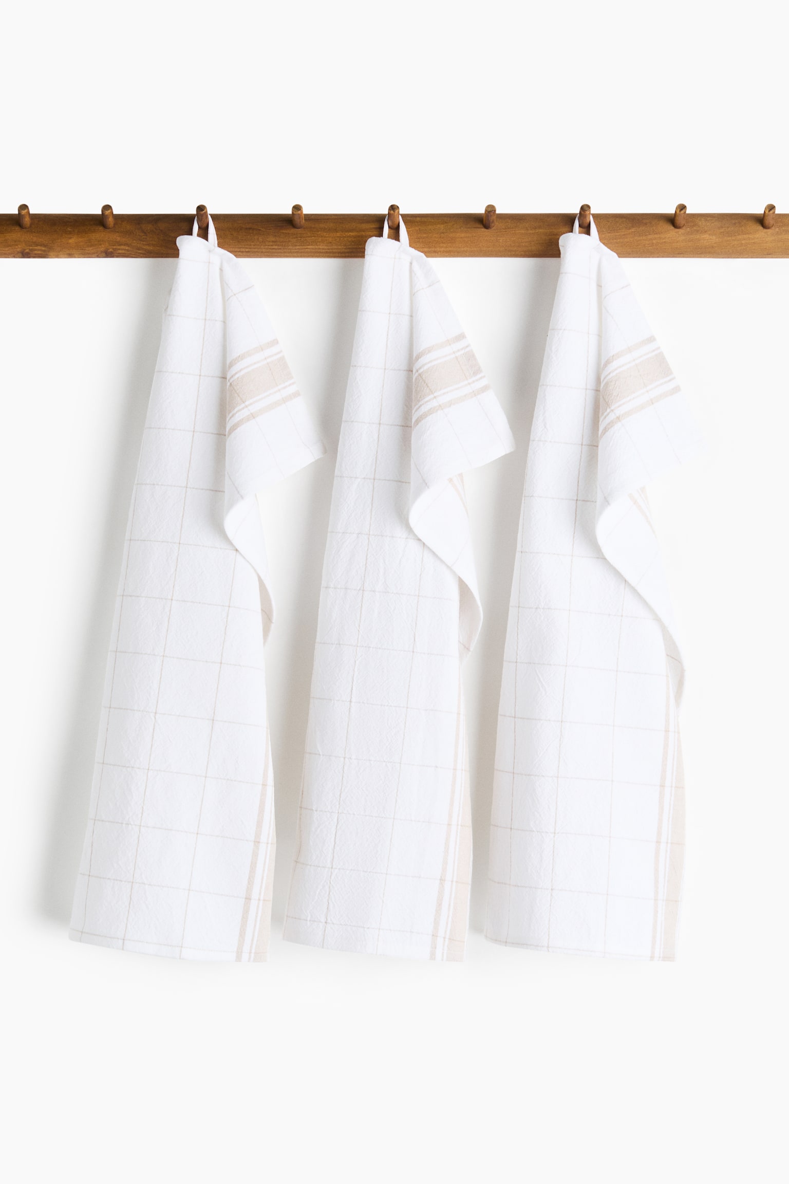 3-pack Cotton Tea Towels - Light beige/checked/Orange/checked/Black/checked/Dark gray/checked - 1