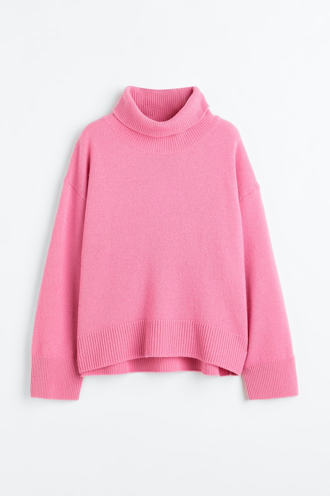 Cashmere polo-neck jumper - Pink/Black - 2