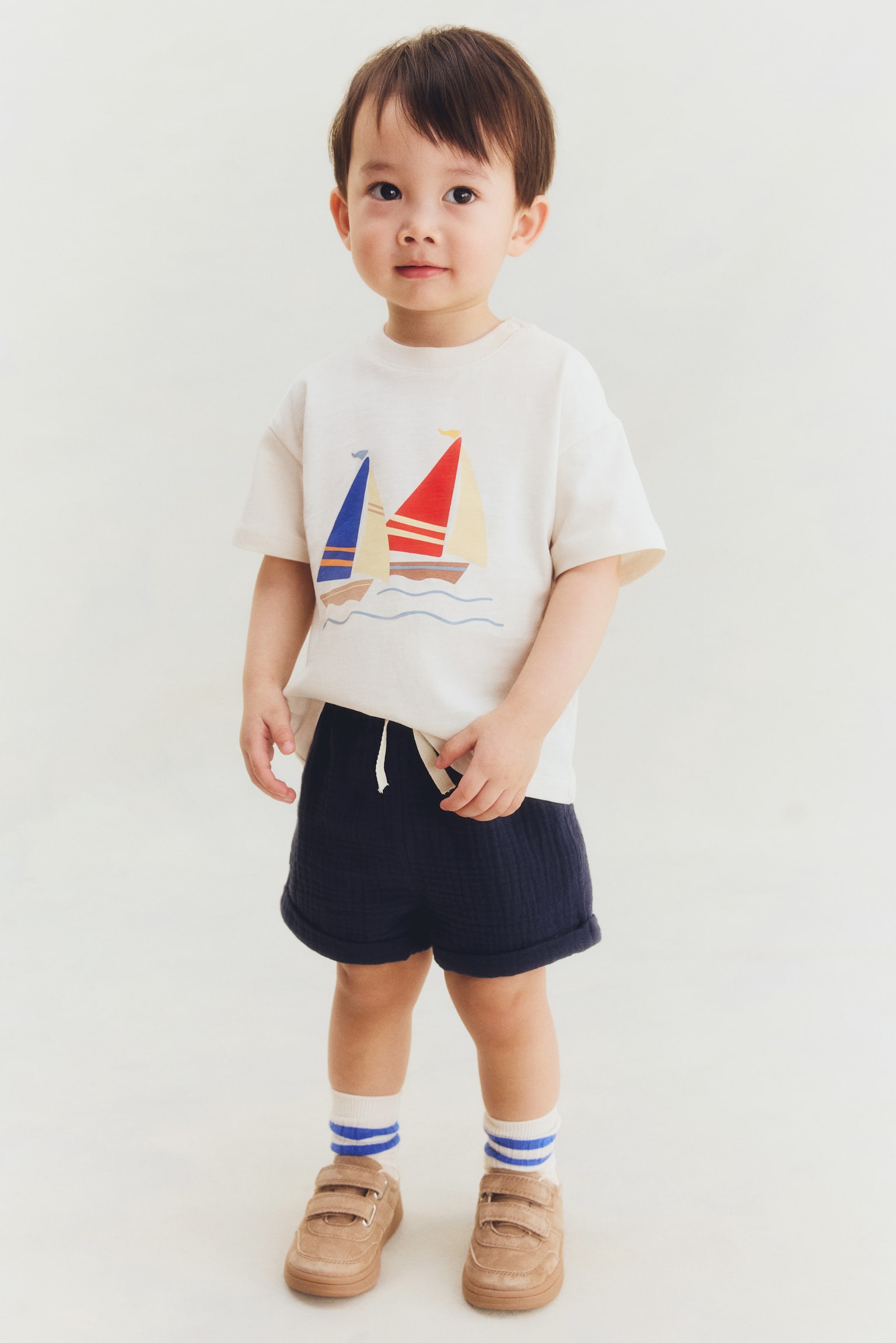 T-shirt avec détail brodé-Crème/voiliers - 4