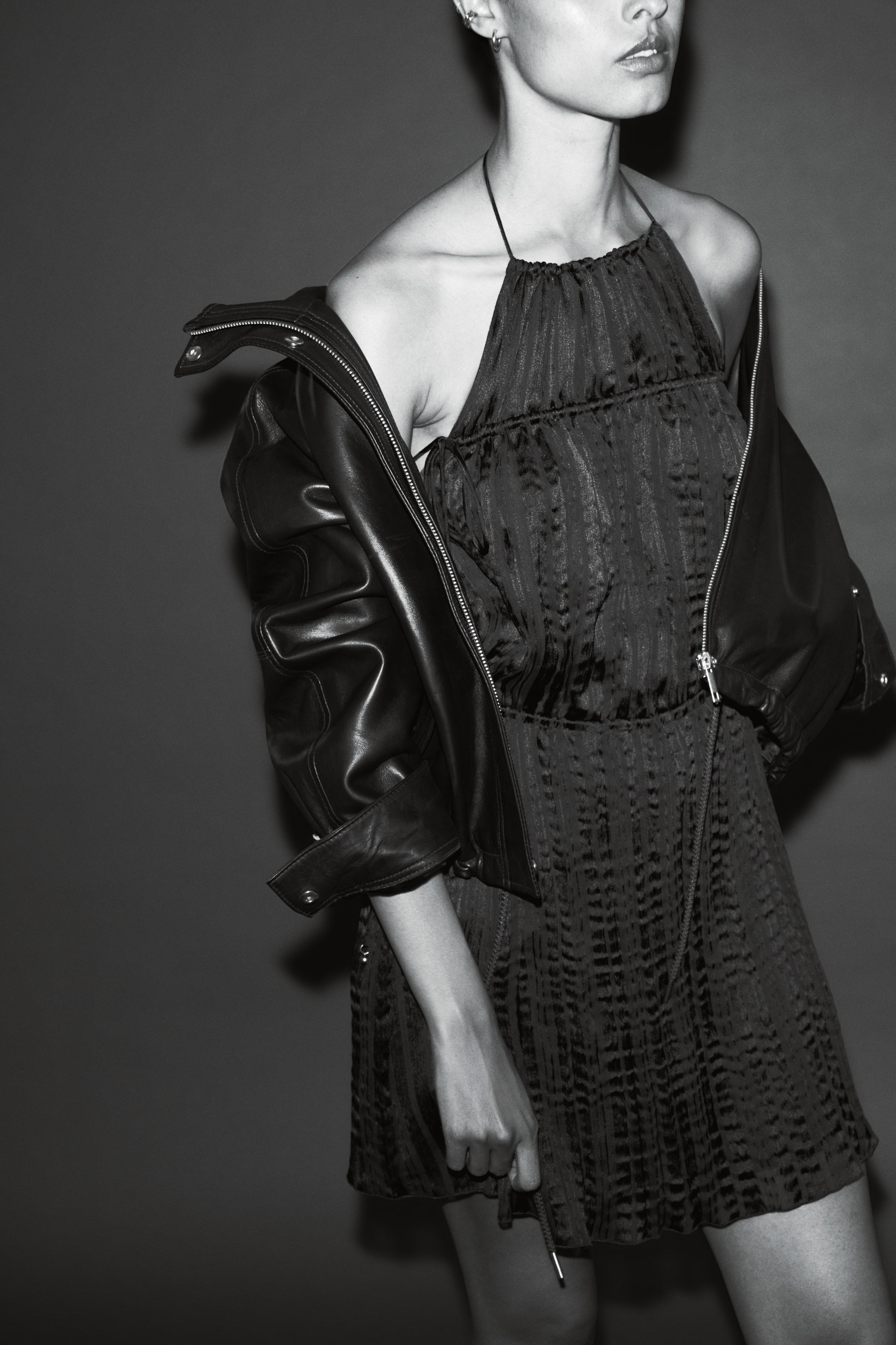 Drawstring-Detail Halterneck Dress