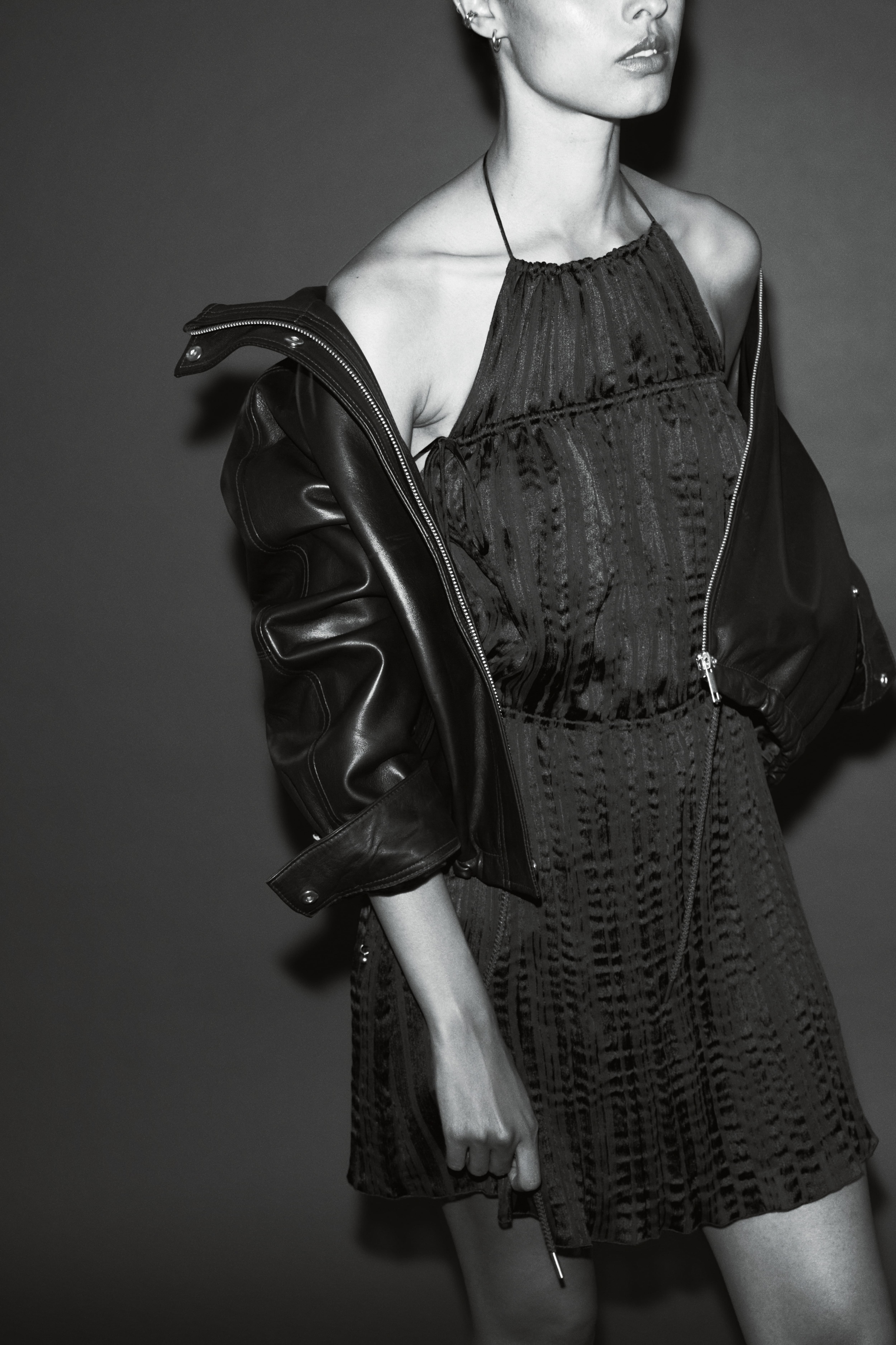 Drawstring-Detail Halterneck Dress