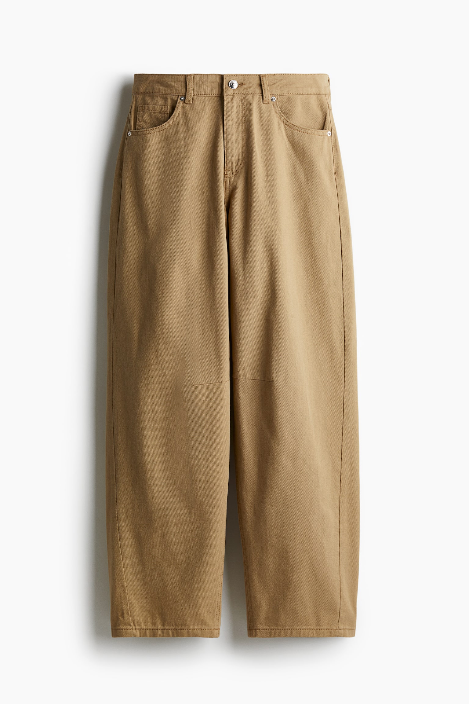 Barrel-leg twill trousers - Dark beige/Khaki green/Black - 2