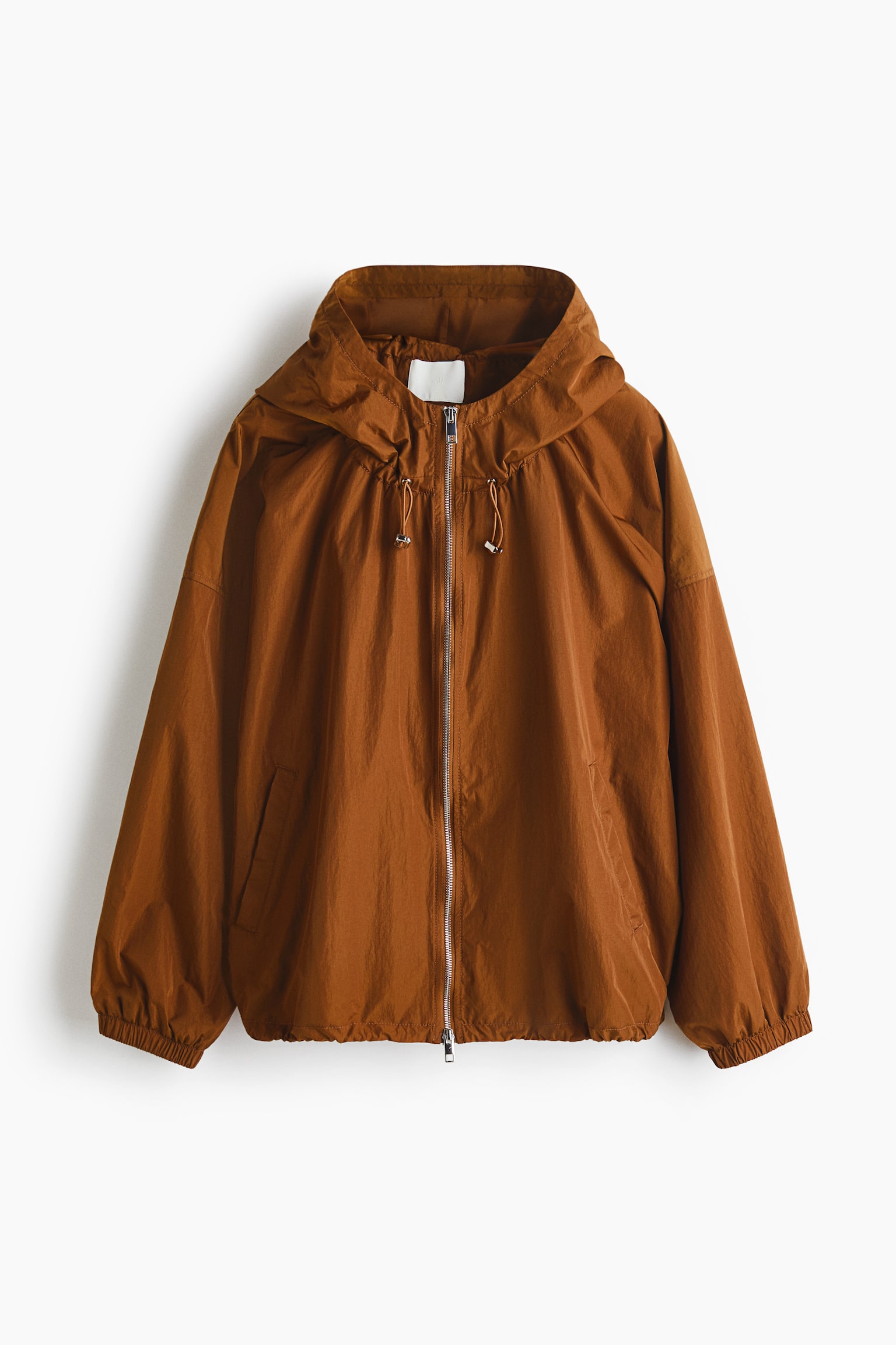 Hooded nylon jacket - Brown - 2