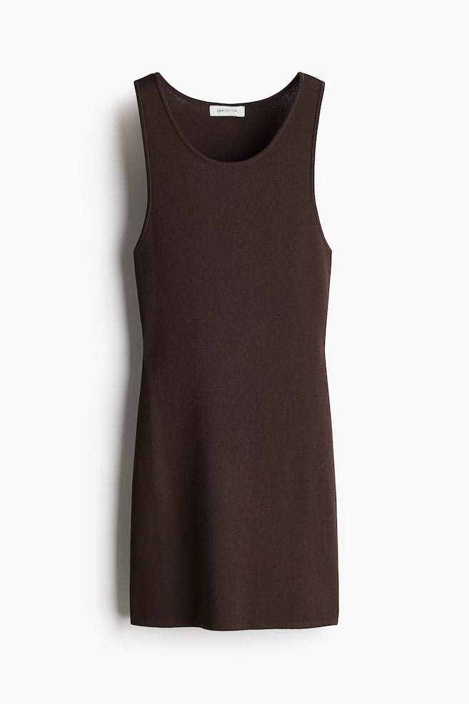 Long vest top - Dark brown/White - 1