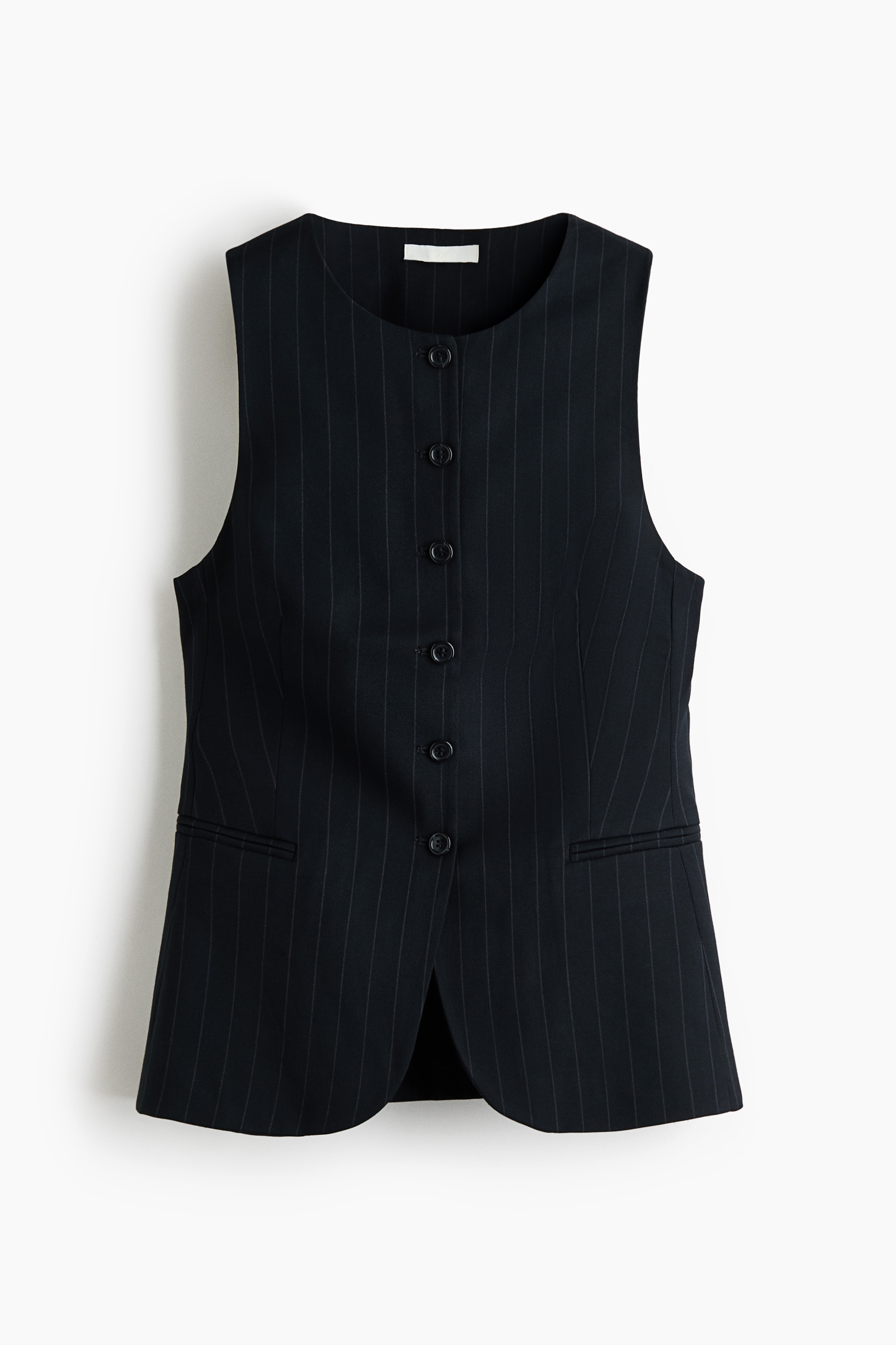Fitted waistcoat - Navy blue/Pinstriped