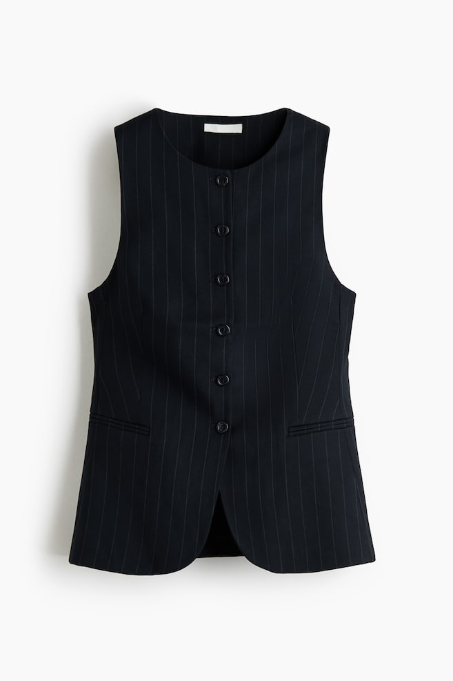 Fitted waistcoat - Navy blue/Pinstriped - 1