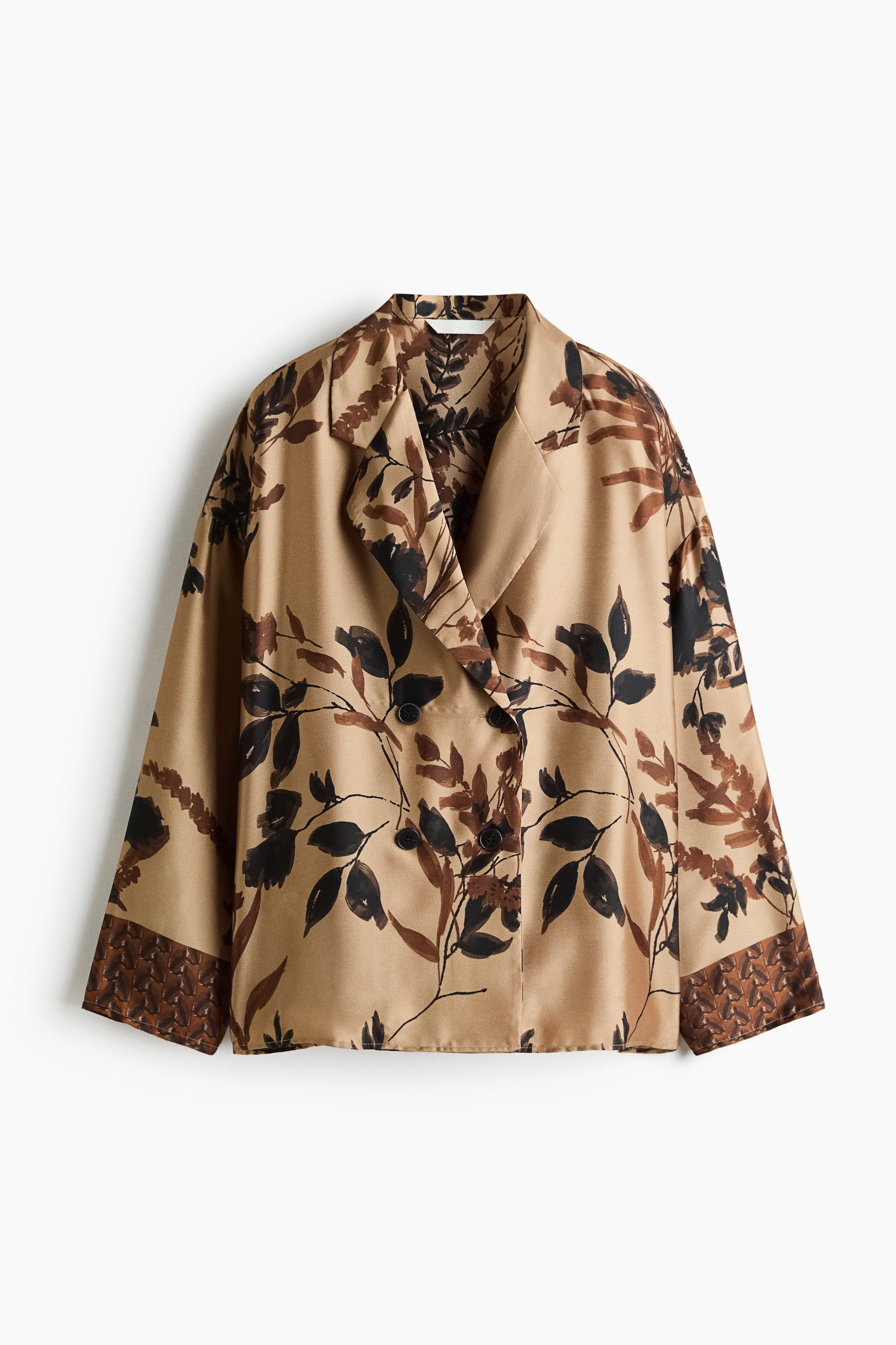 Visa större bild: Dubbelknäppt kavaj i satintwill - Beige/Mönstrad - DAM | H&M SE 1