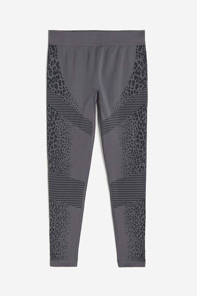 DryMove™ Seamless Jacquard-knit sports tights - Dark grey/Leopard print - 2
