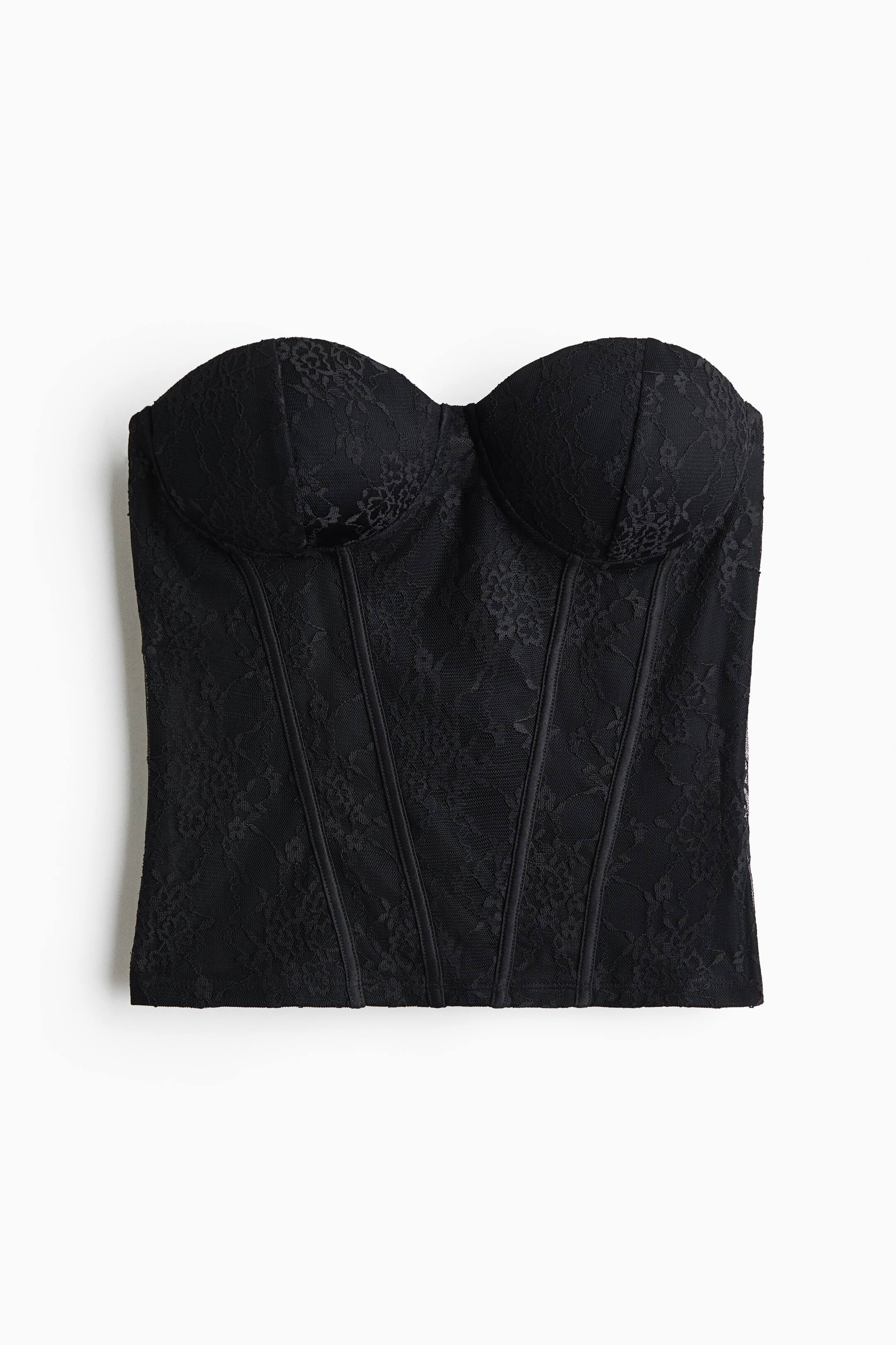 View larger image: Lace corset top - Black - Ladies | H&M 1