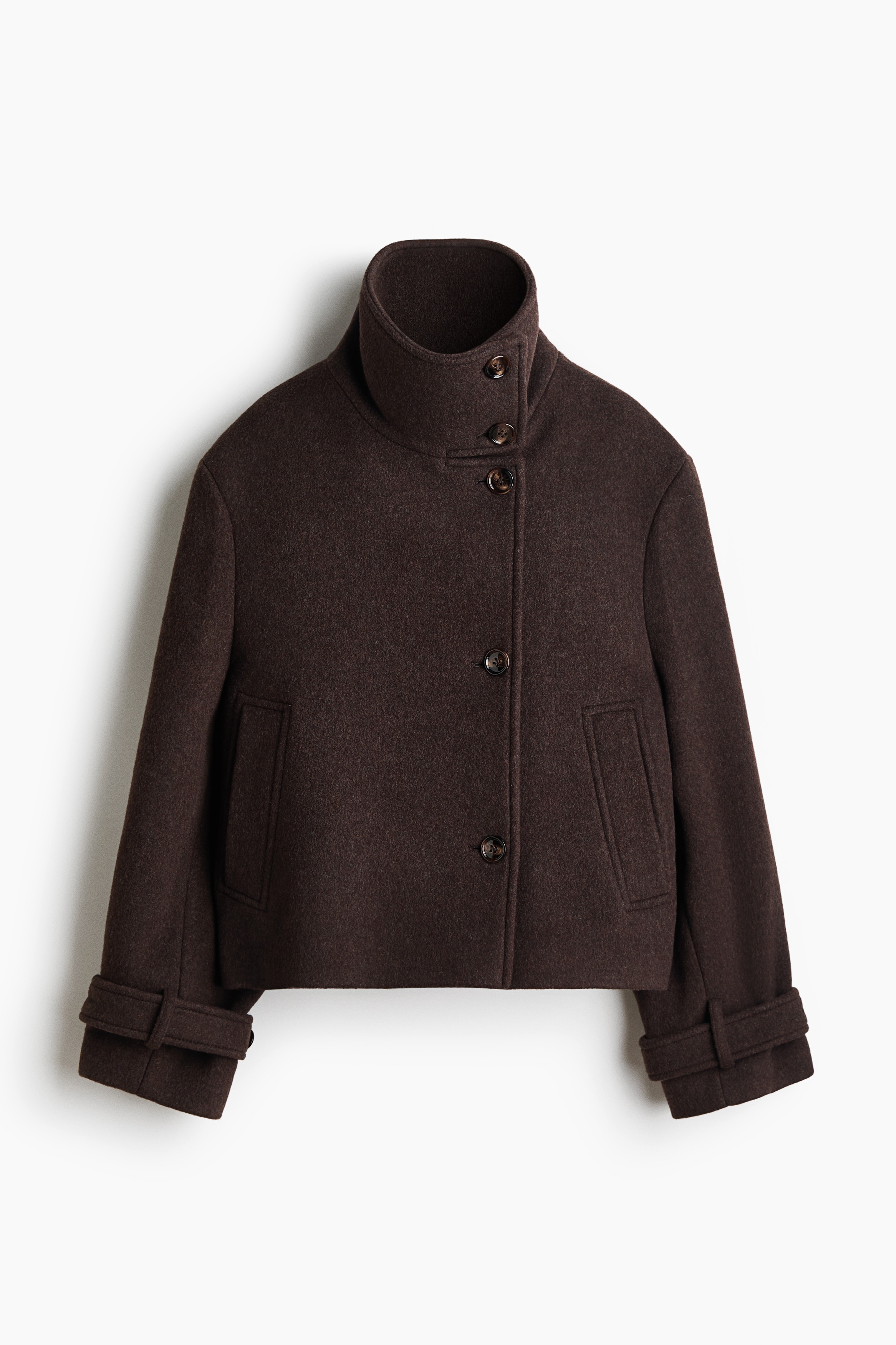 Wool-blend funnel-collar jacketModel