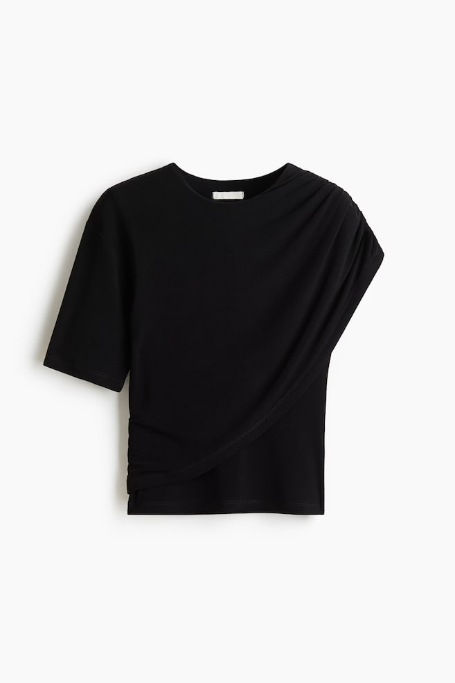 Top drapeado - Negro/Marrón oscuro - 1