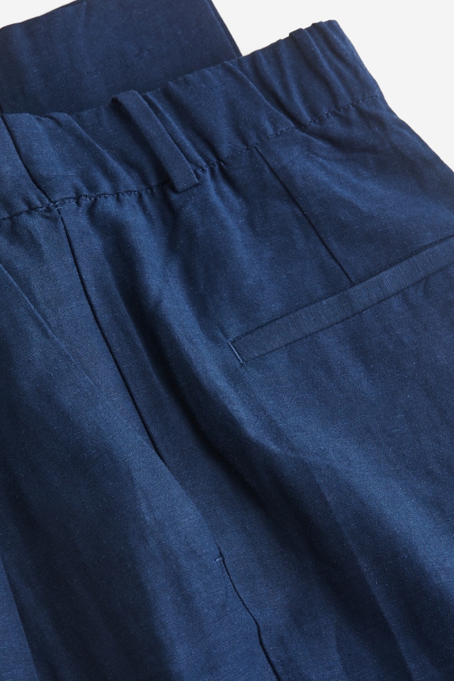 Pantalon effilé en lin mélangé - Bleu marine/Beige clair/Blanc/Bleu vif/dc - 4