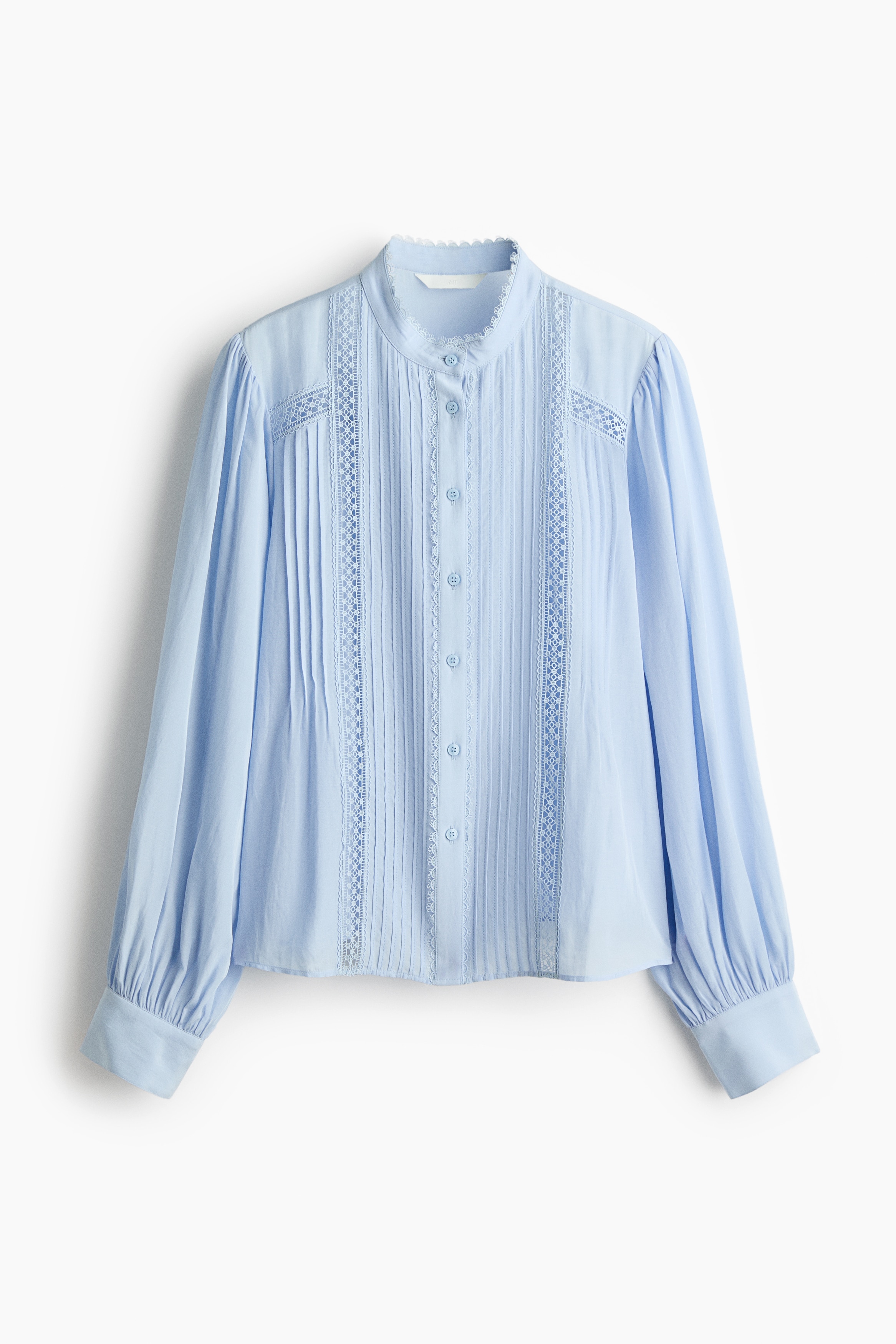 Lace-inset blouse - Light blue/Light pink/Floral/White