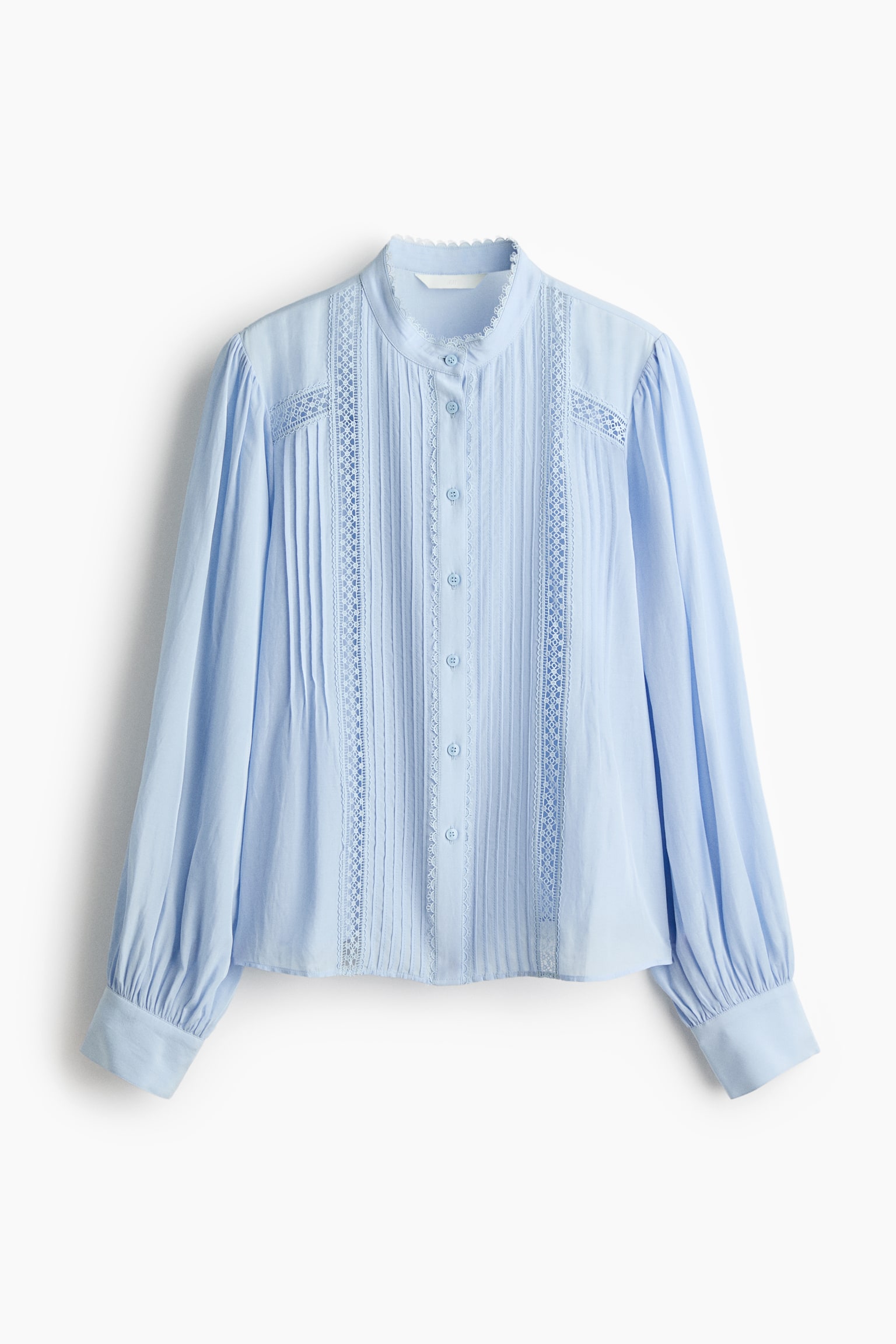 Blouse avec dentelle - Bleu clair/Blanc/Rose clair/fleuri - 1