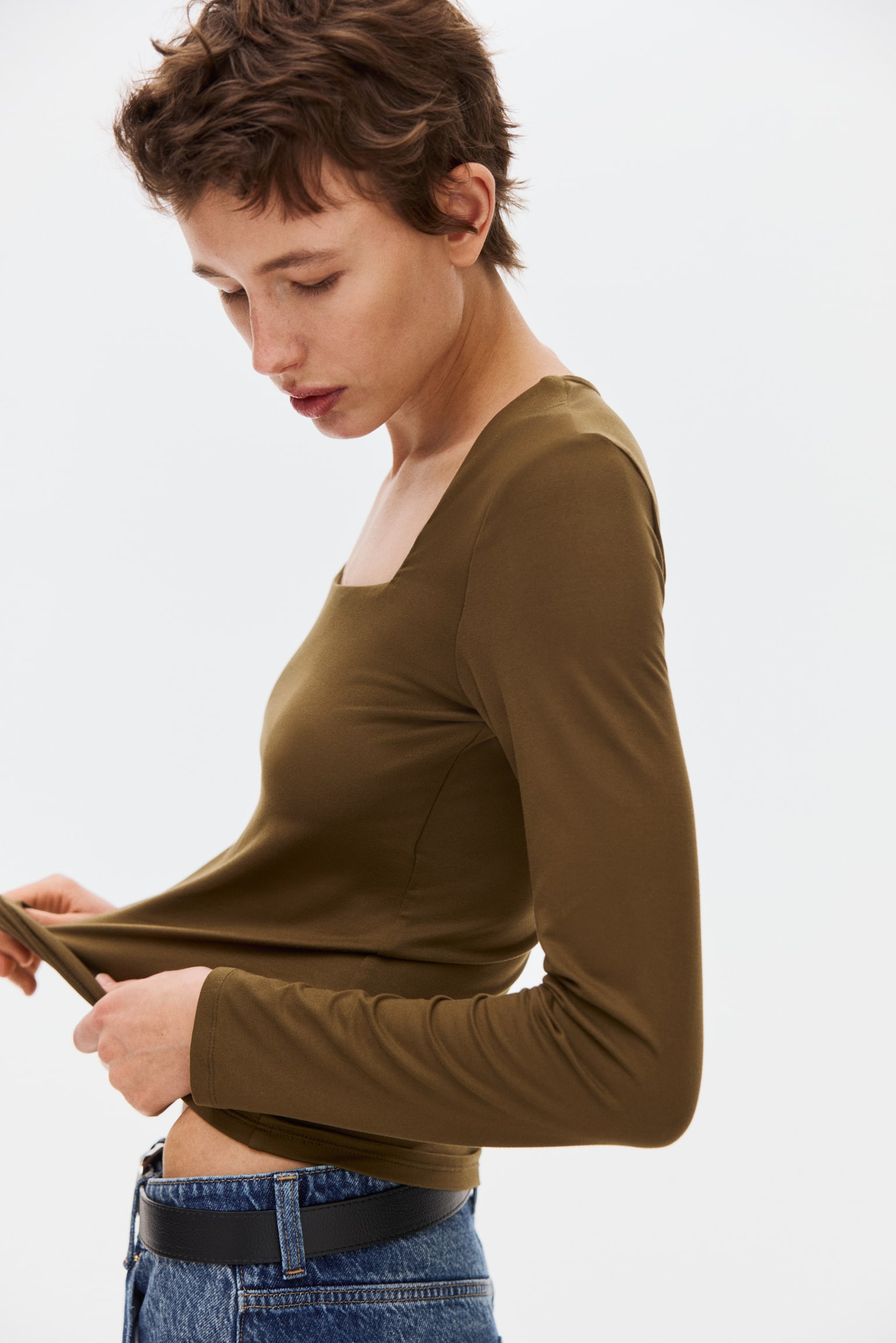 Áo jersey dài tay - Màu xanh kaki đậm/Màu nâu đậm/Màu đen/Màu be nhạt - 5