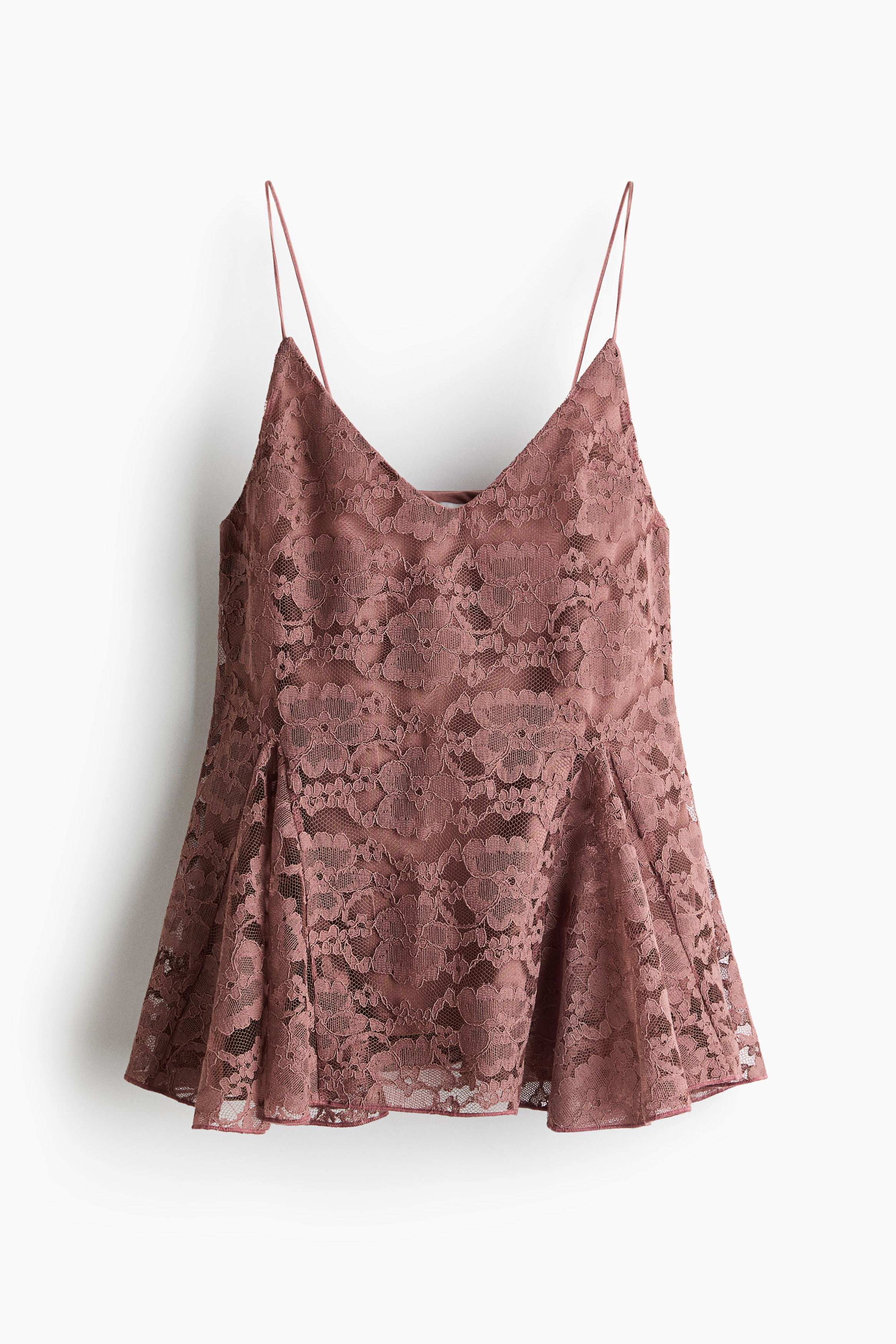Lace peplum top - Mole/Light beige