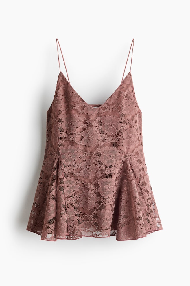 Lace peplum top - Mole/Light beige - 1
