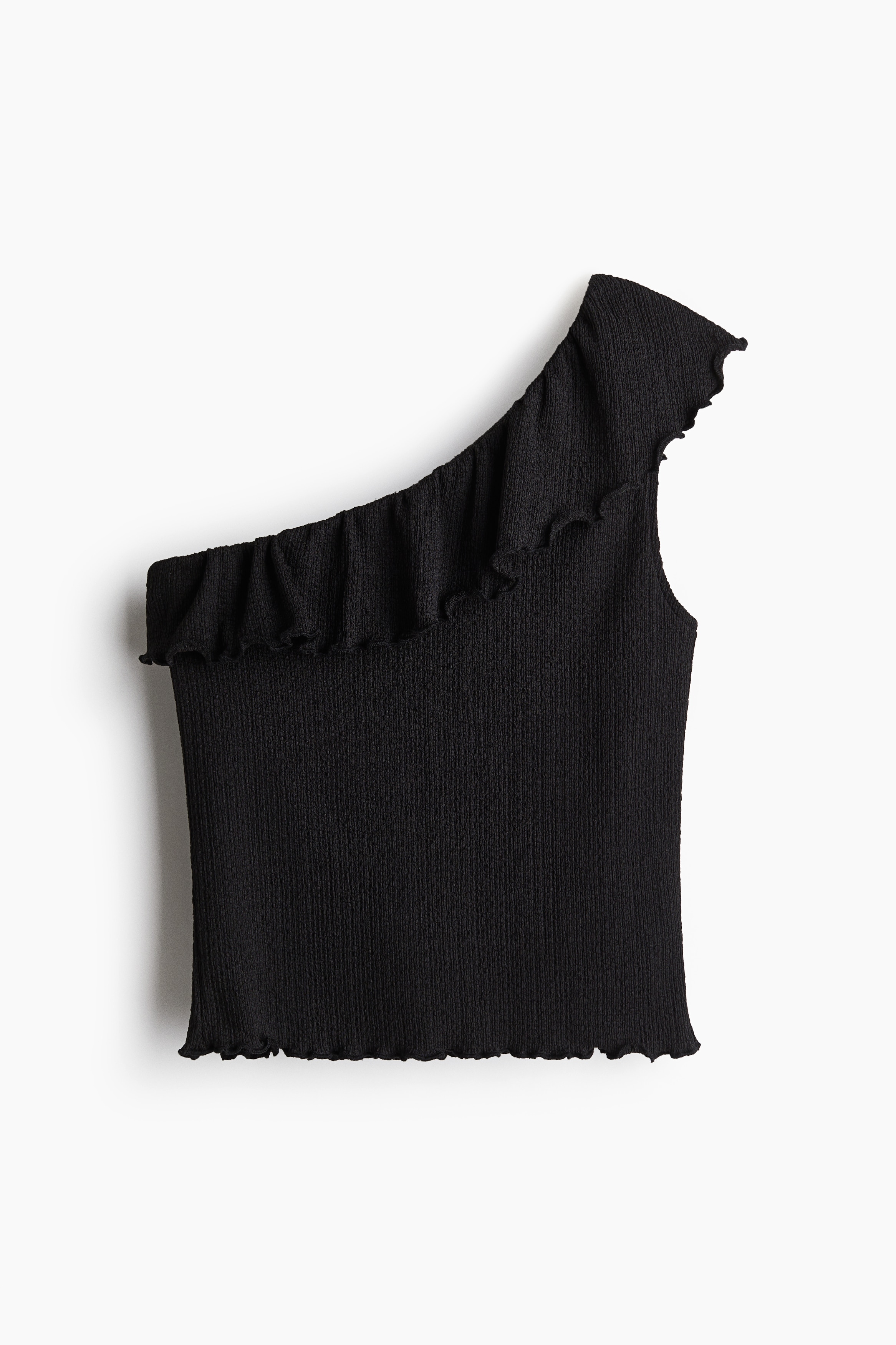 One shoulder -röyhelötoppi - Musta/Vaaleanroosa/Kermanvaalea