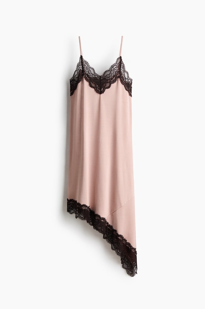 Abito con spalline sottili e pizzo - Rosa chiaro/Marrone scuro/nero/Rosa cipria pallido - 1