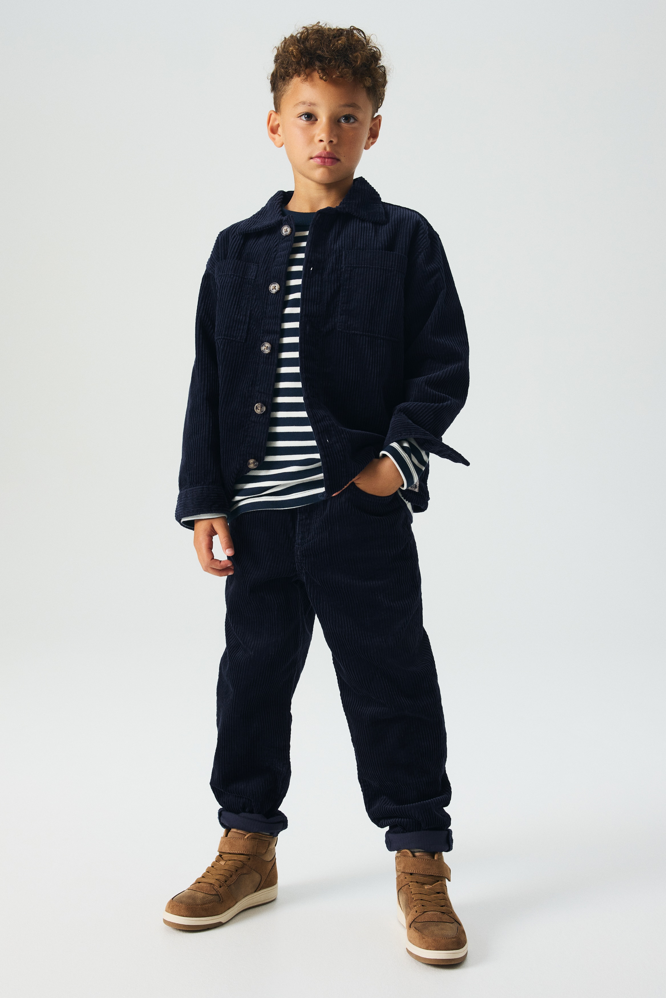 Navy blue Cotton corduroy trousers - Size: 9-10Y  - H&M