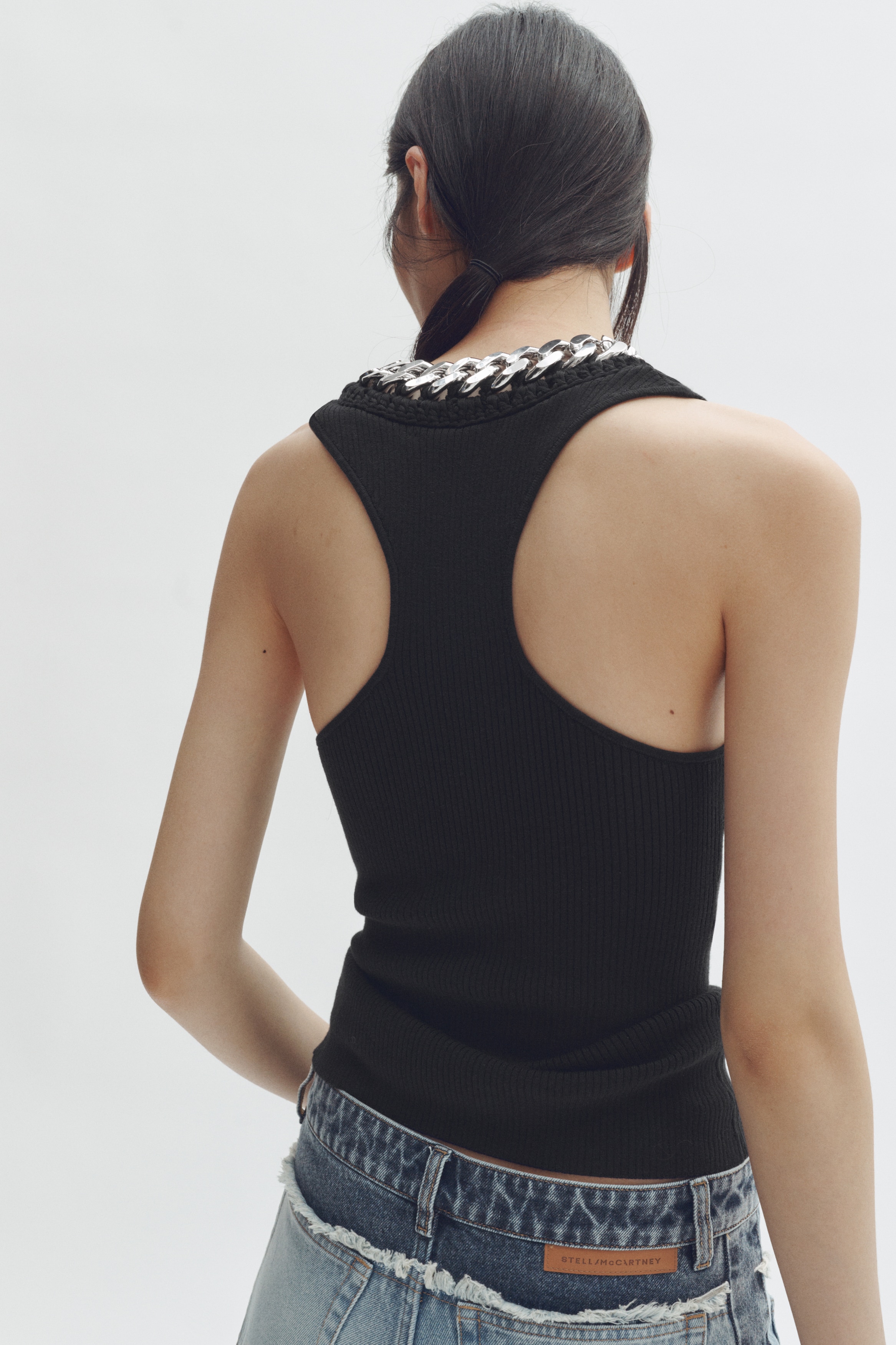 STELLA McCARTNEY  チェーンディテール リブタンクトップ チェーンディテール リブタンクトップ - ブラック - レディース | H&M JP
