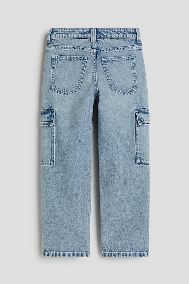 Loose Fit Straight Leg Jeans - Blu denim chiaro/Nero lavato - 6