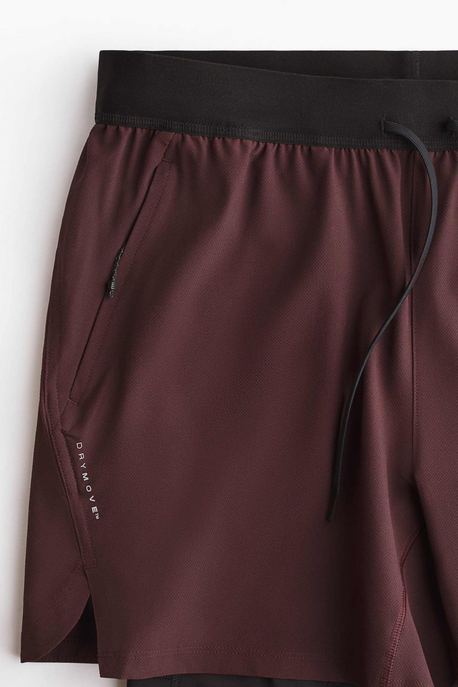 Double-layered sports shorts with DryMove™ - Burgundy/Dark grey - 2